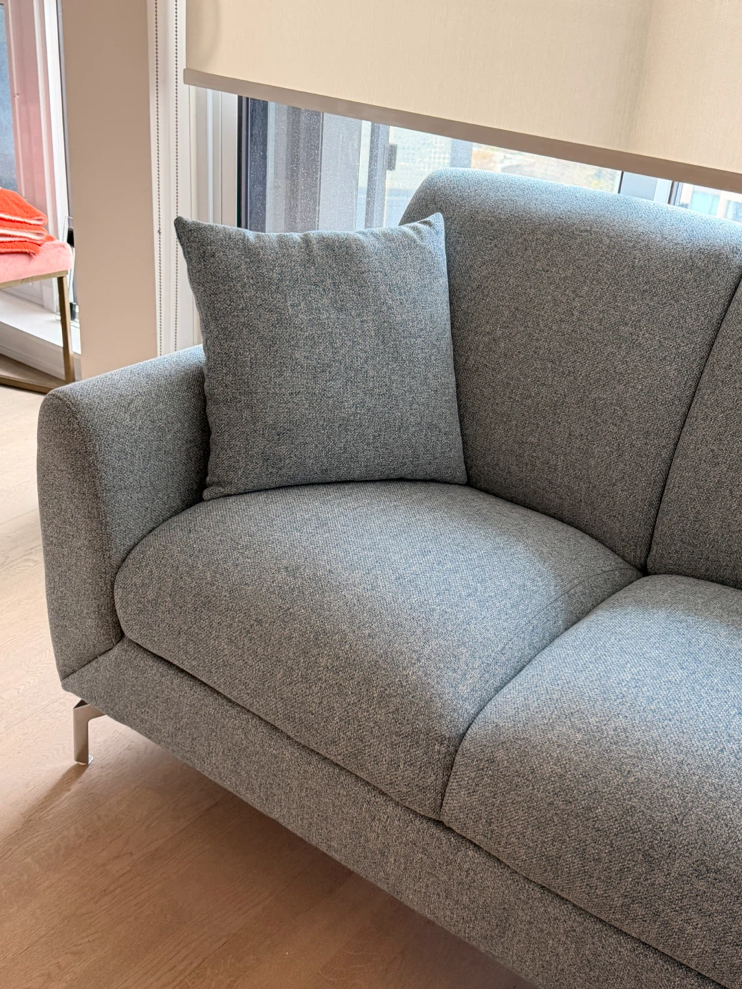 Light Blue/Turquoise Loveseat with rounded arms