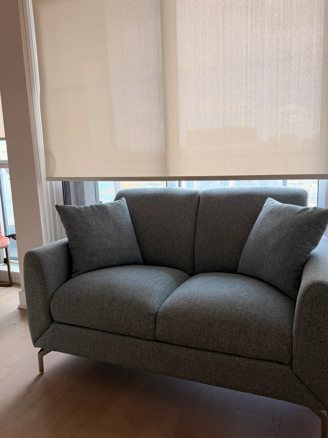 Light Blue/Turquoise Loveseat with rounded arms - photo 2