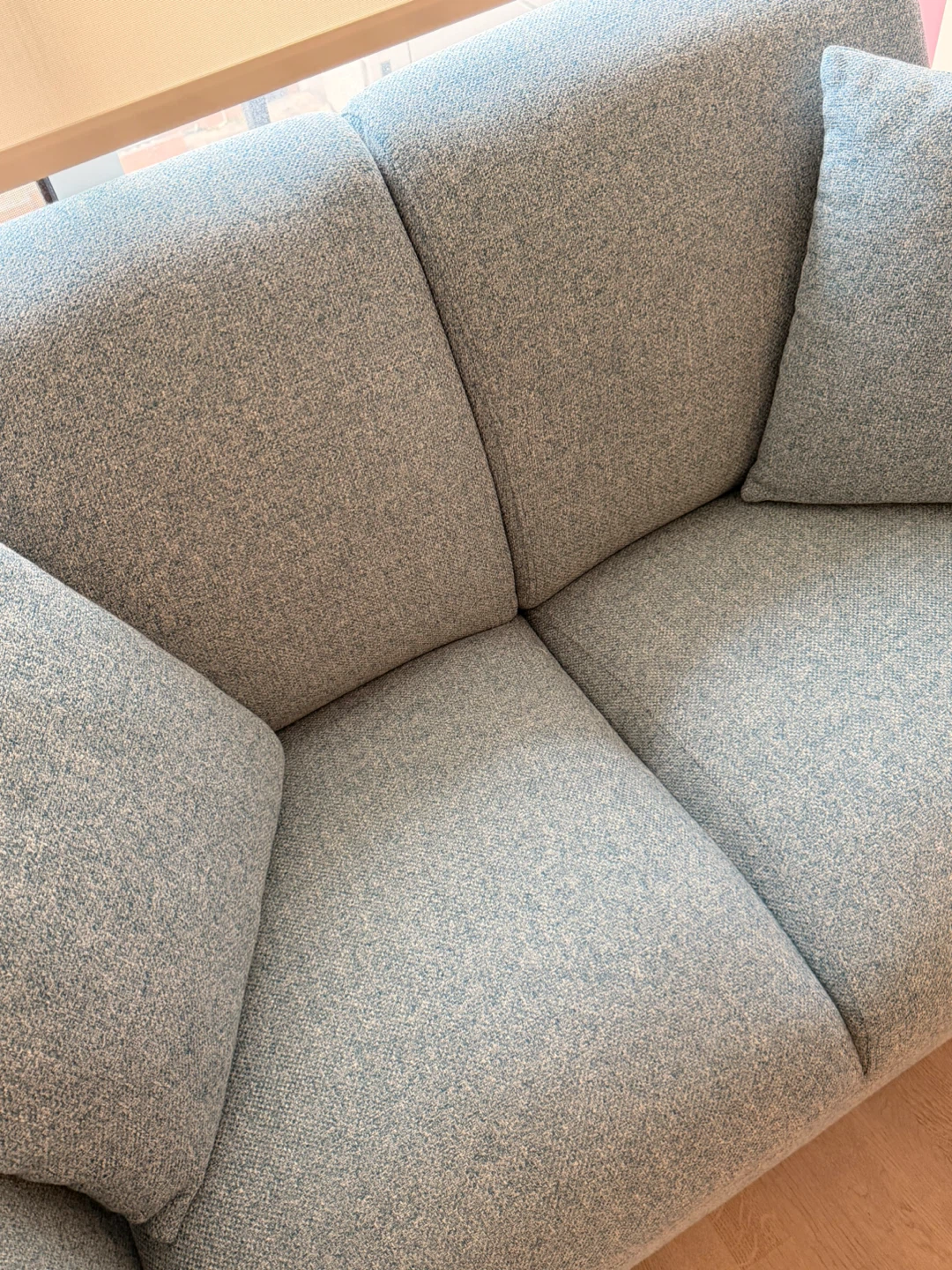 Light Blue/Turquoise Loveseat with rounded arms - photo 3