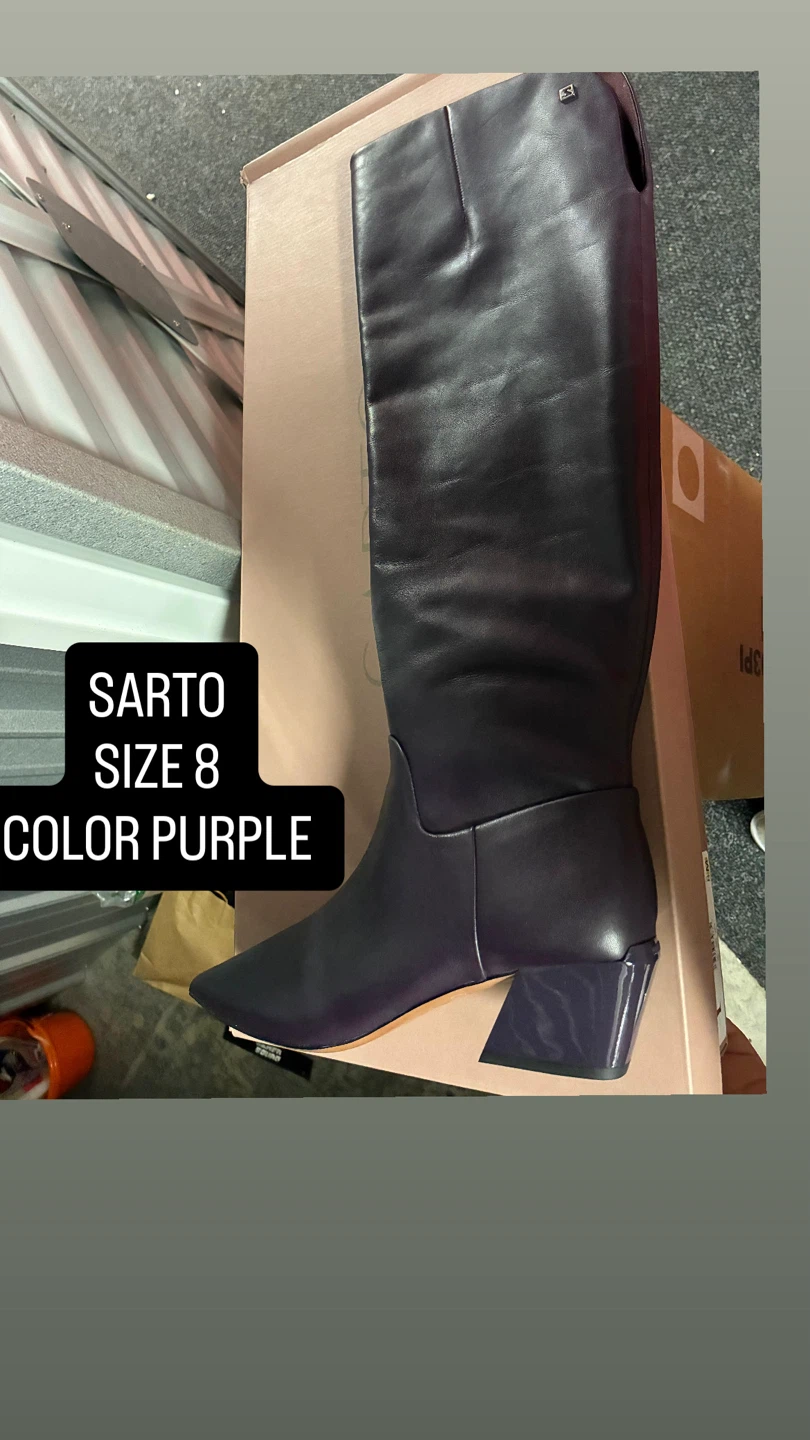 SARTO Women's Knee-High Boots Size 8 - Purple Leather