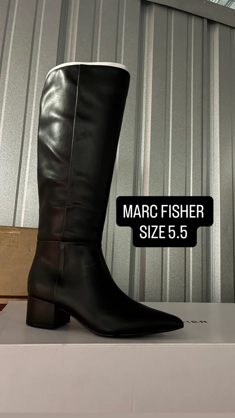 Marc Fisher Black Leather Knee-High Boots Size 5.5