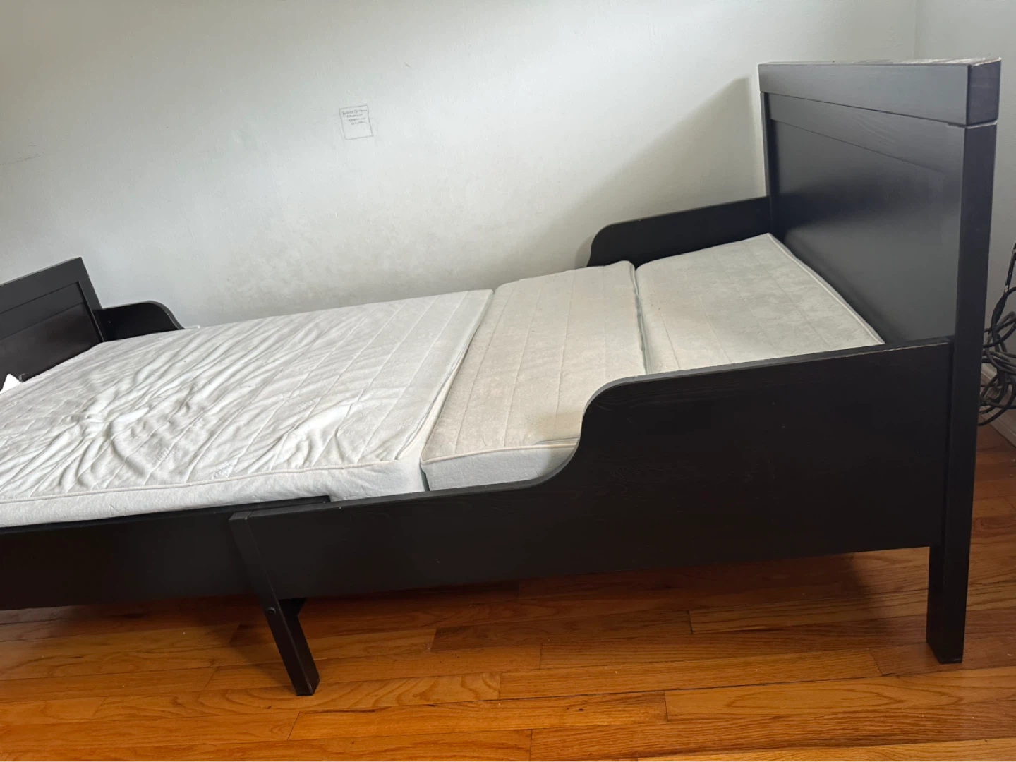 Dark Wood Toddler Bed with Mattress - photo 2