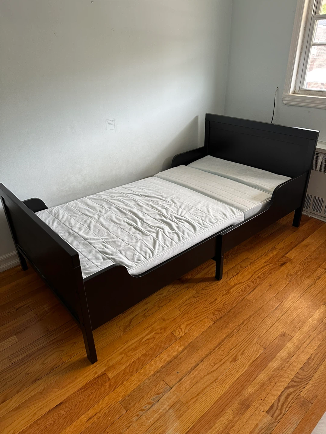 Dark Wood Toddler Bed with Mattress