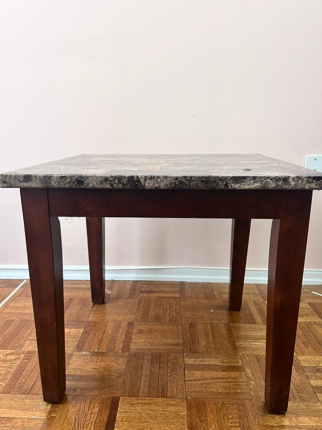 Square Marble Top End Table with Dark Wood Legs - photo 2