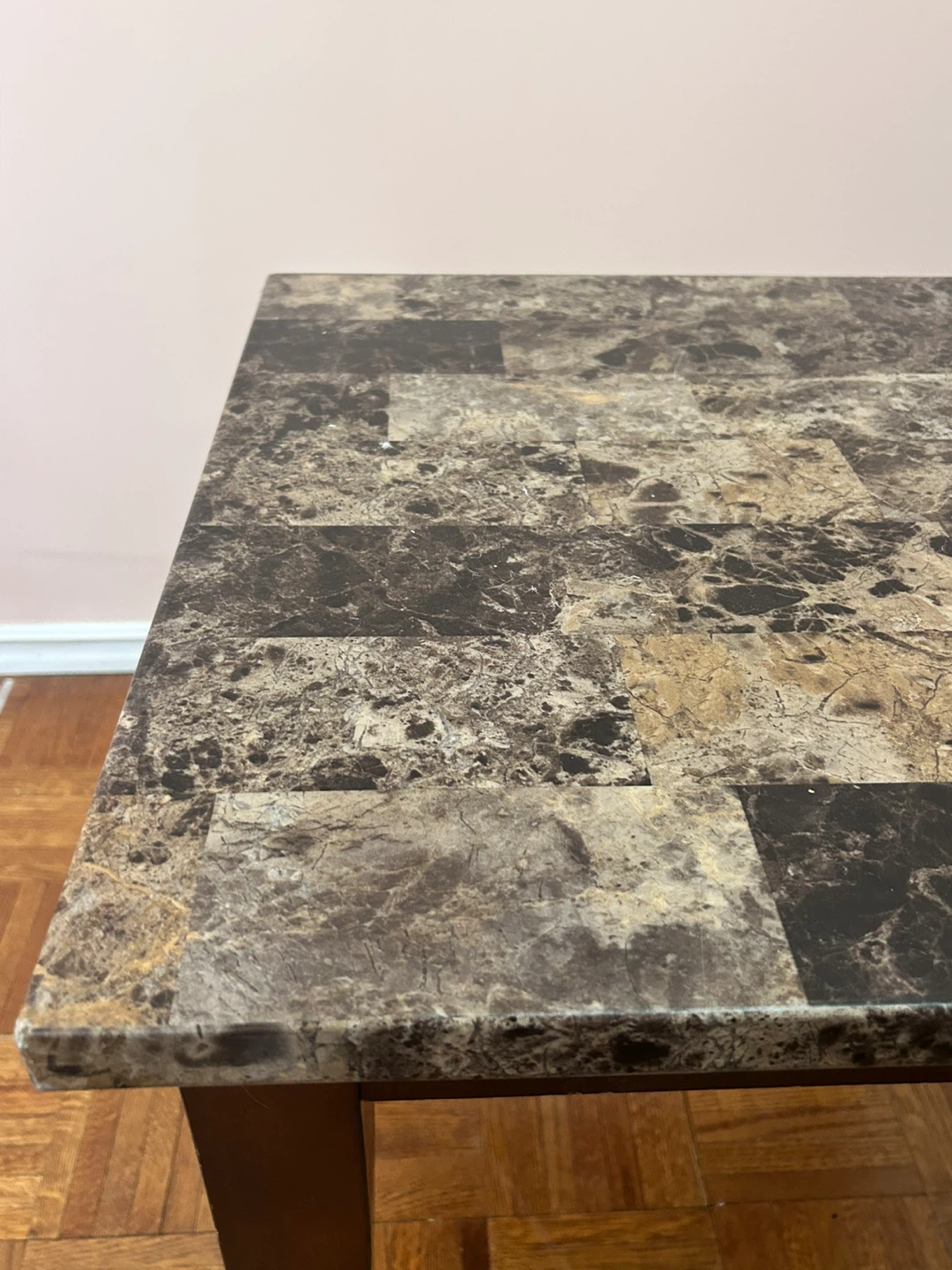Square Marble Top End Table with Dark Wood Legs - photo 3