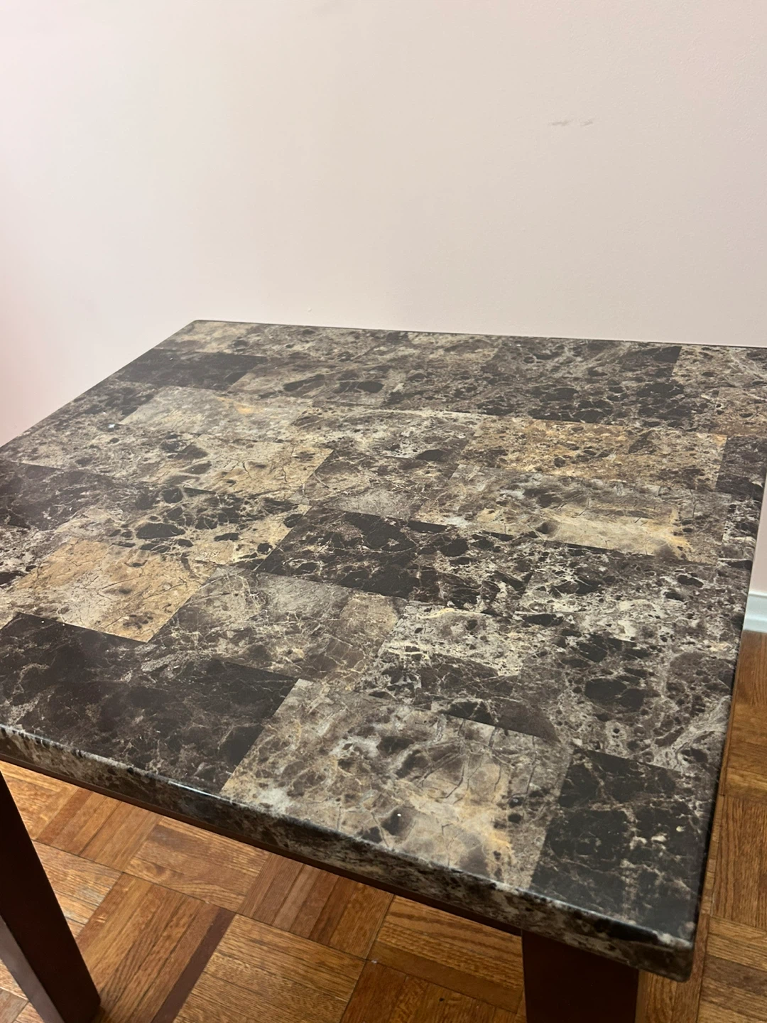 Square Marble Top End Table with Dark Wood Legs - photo 4
