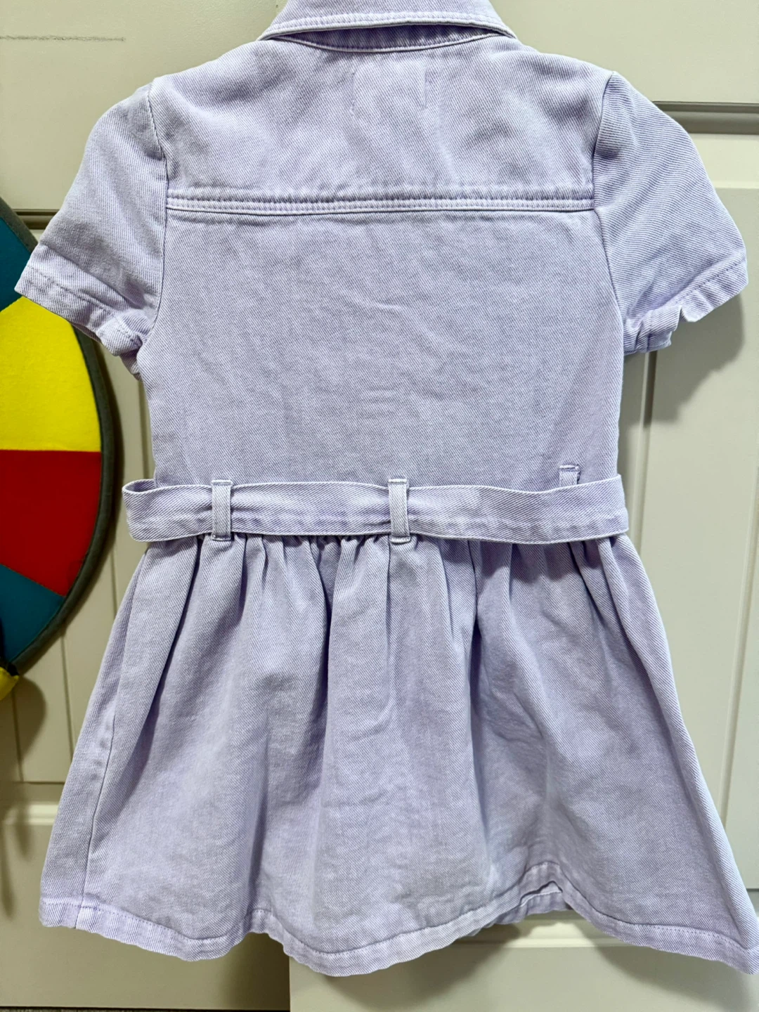 Kaisely Toddler Girl Purple Denim Dress with Belt - photo 2