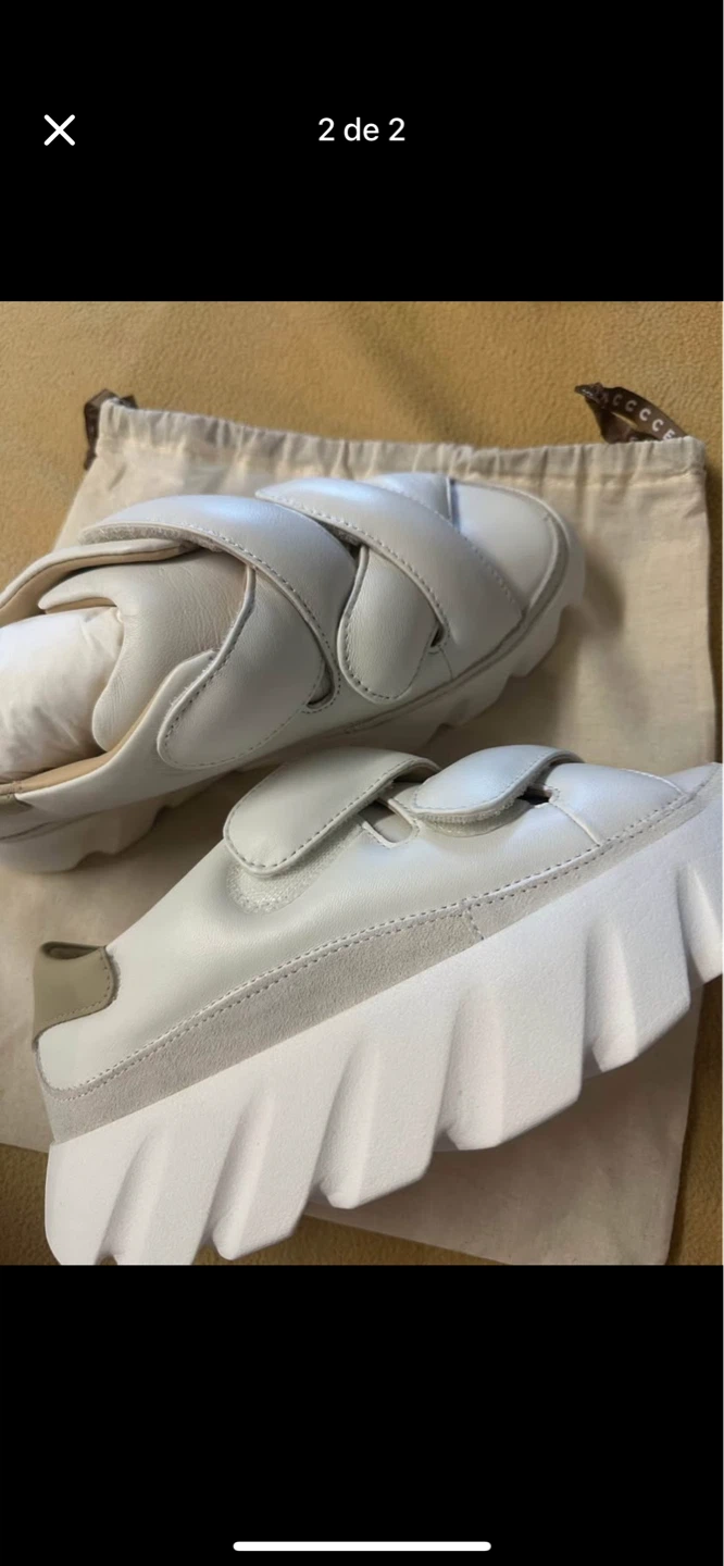 White Leather Platform Sandals with Dust Bag
