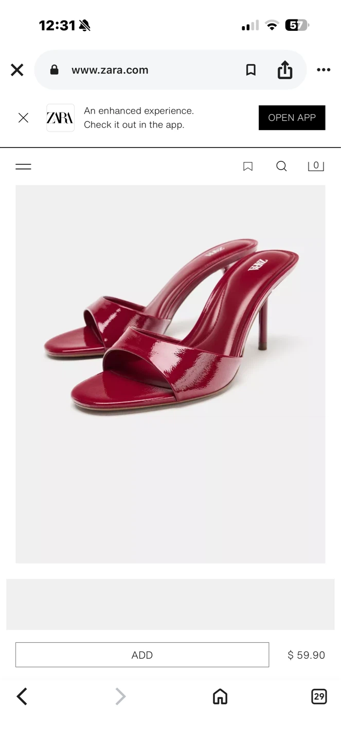 ZARA Red Patent Mules