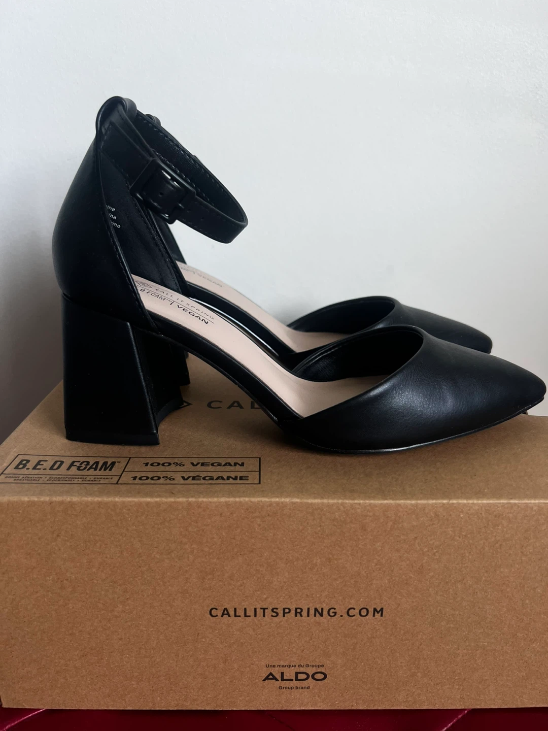 Call It Spring Black Vegan Block Heels