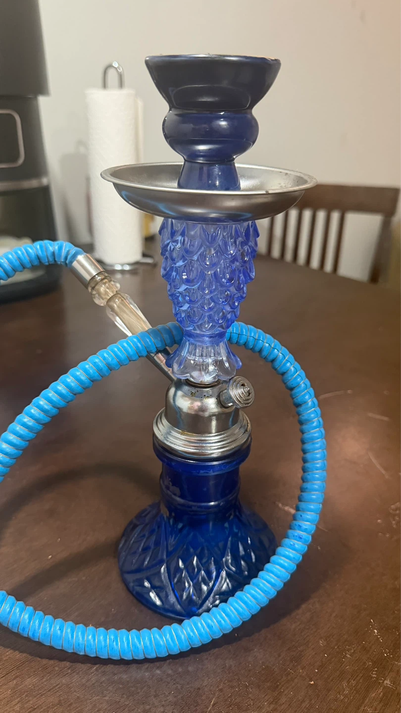 Blue Glass Hookah with Blue Hose