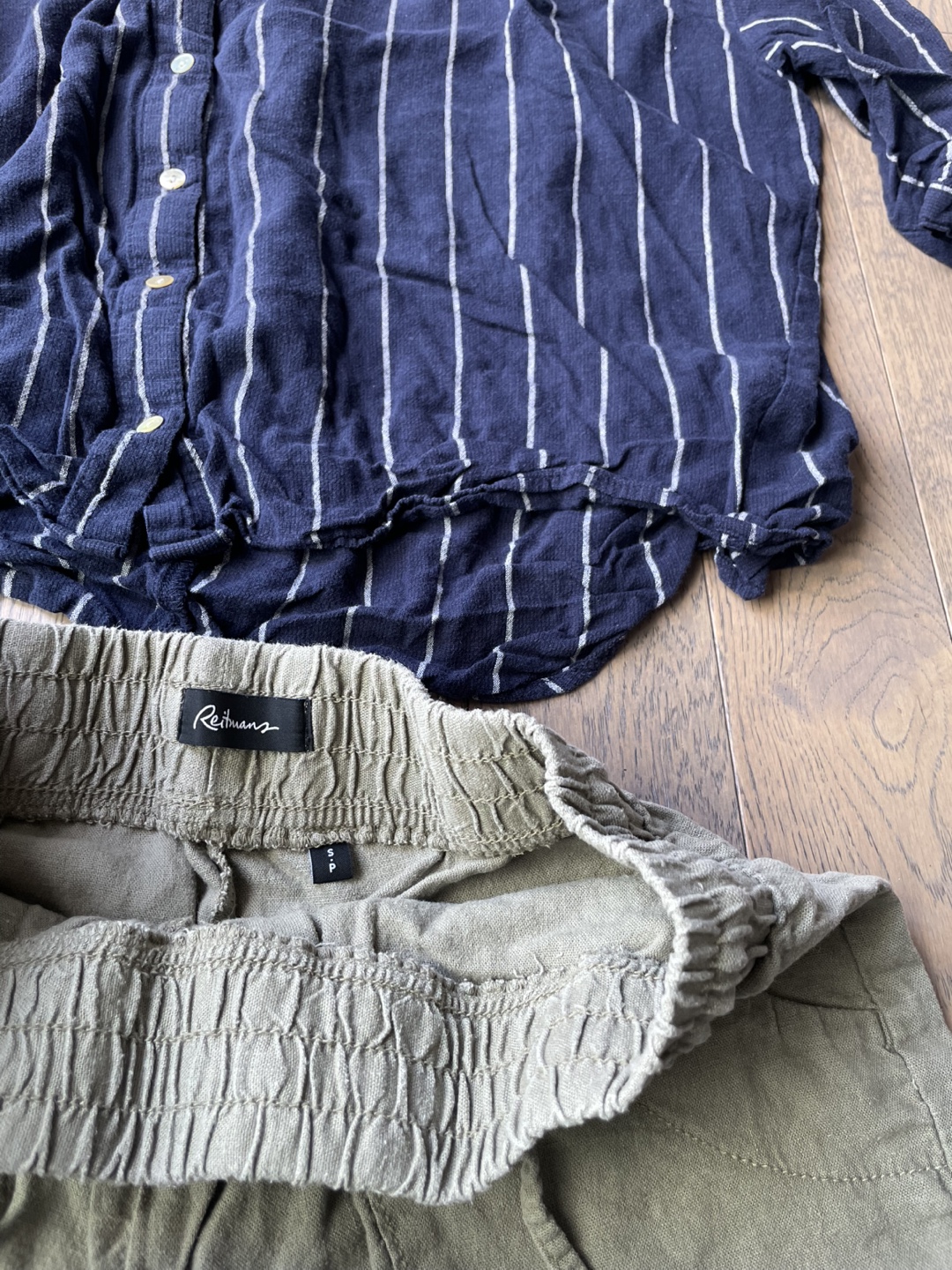 C&A Striped Blouse and RédHead Linen-Blend Shorts Set - photo 4