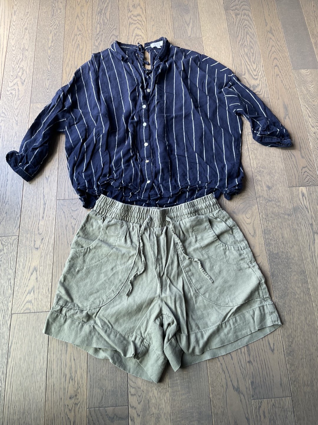 C&A Striped Blouse and RédHead Linen-Blend Shorts Set - photo 5