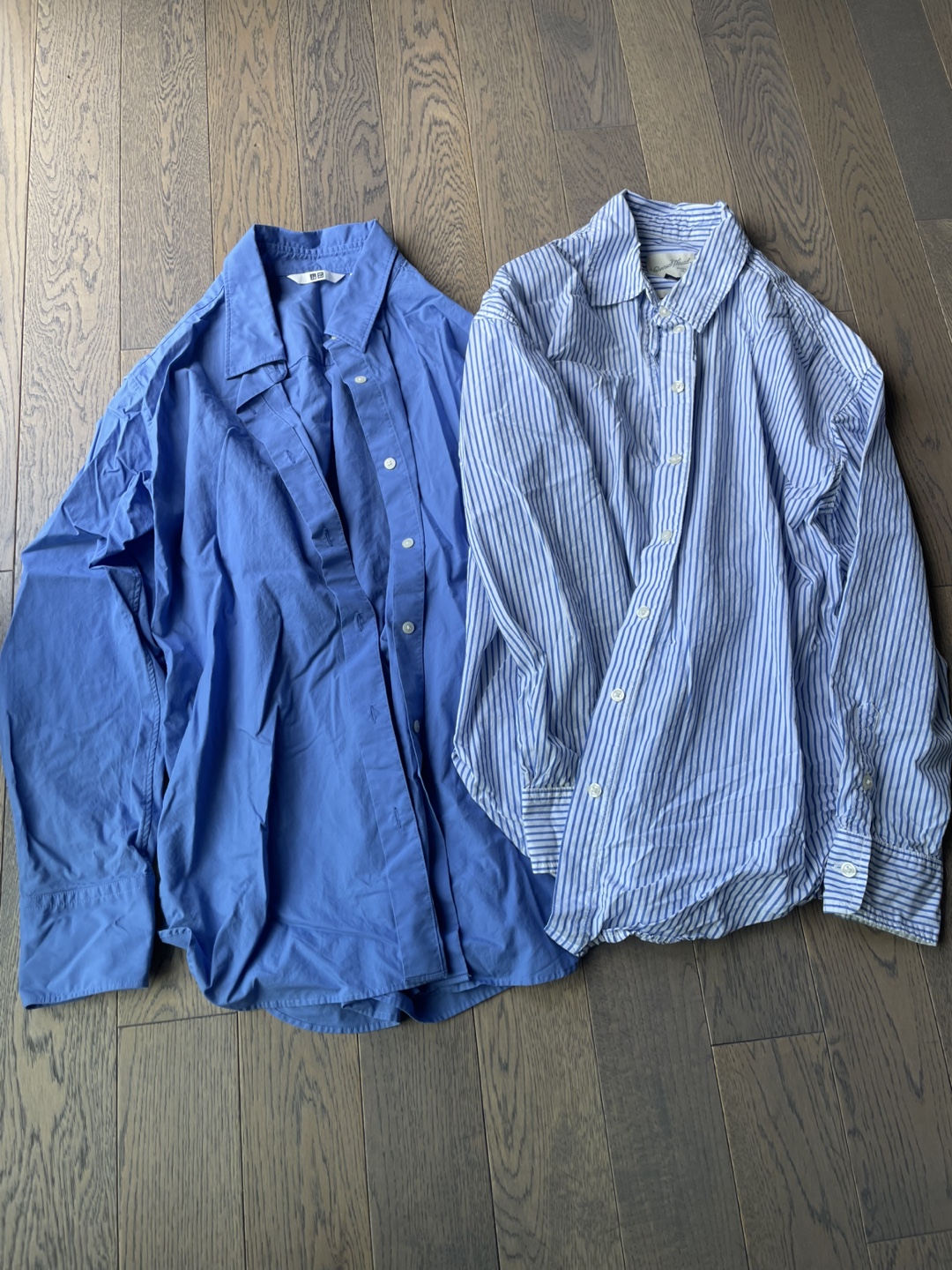 Uniqlo Blue Long Sleeve Shirt & White Tank Top - photo 4