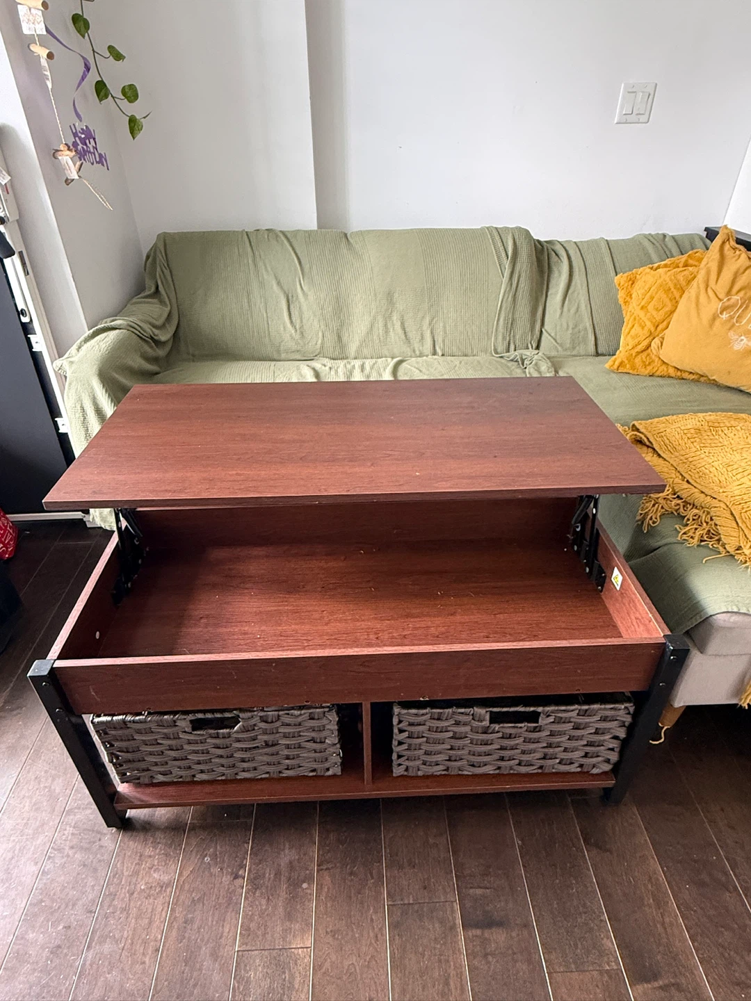 Lift Top Coffee Table with Baskets - photo 3
