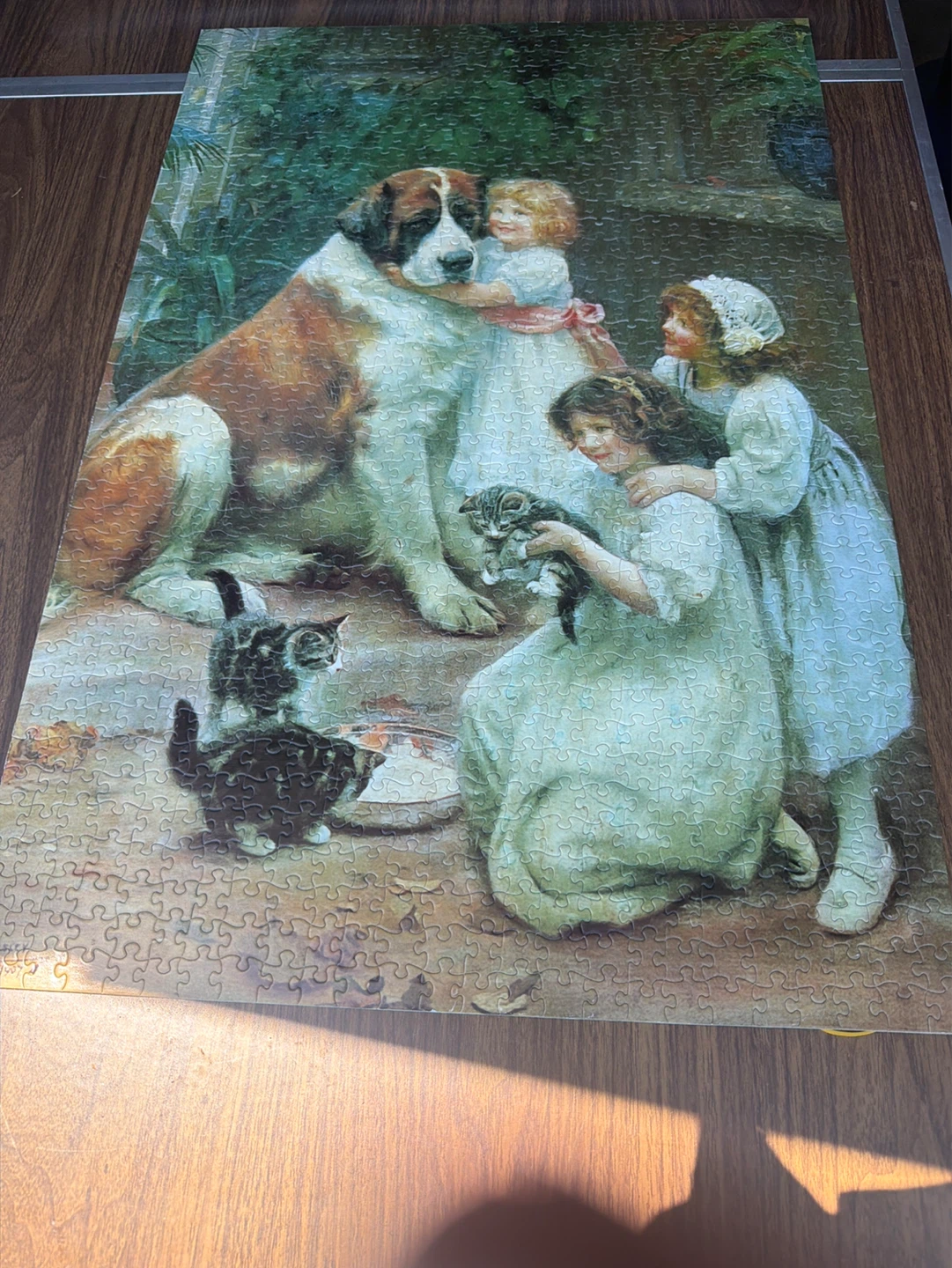 Vintage Style Puzzle - Dog and Children with Kittens