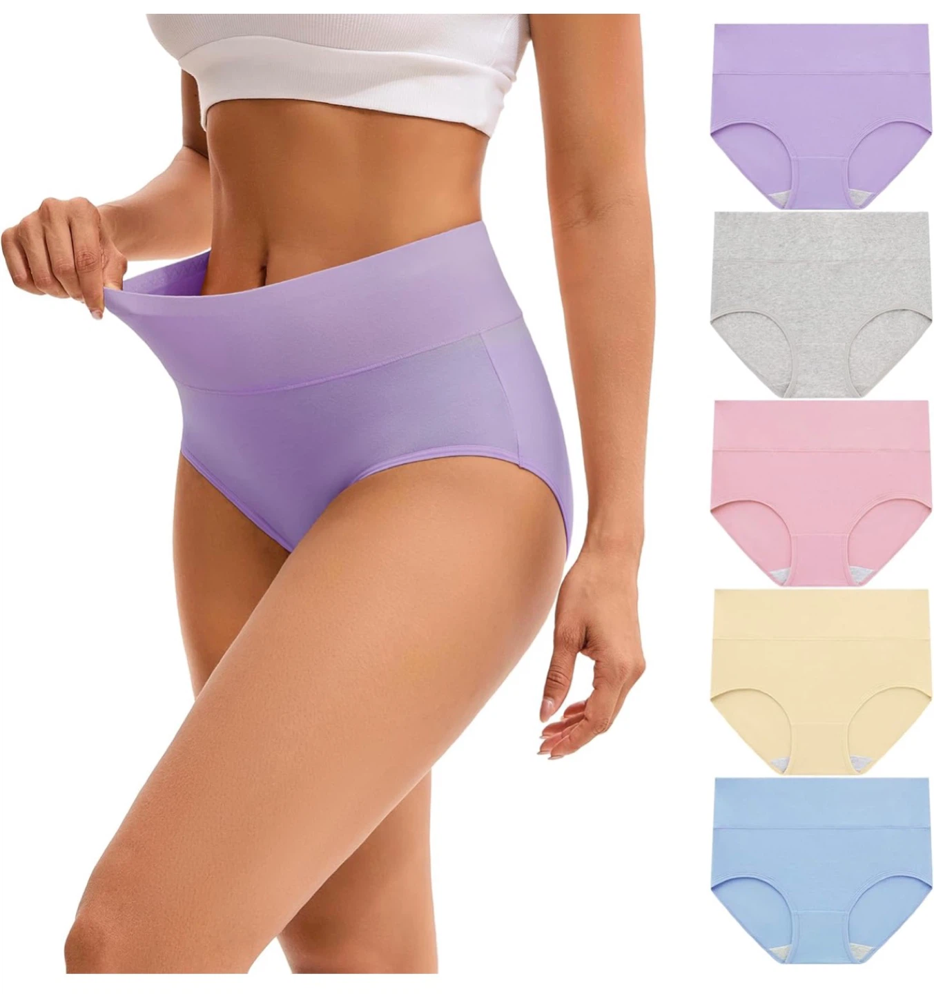 Ensemble de 5 culottes taille haute pour femmes