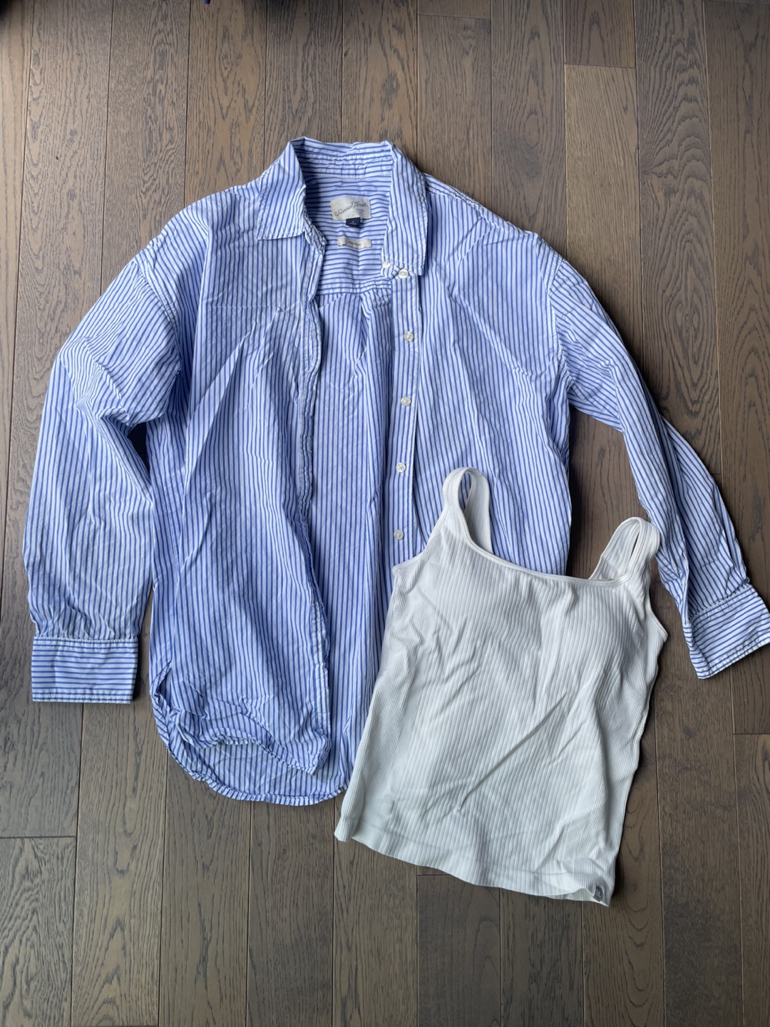 Universal Thread Striped Button-Up Shirt & White Tank Top - photo 4
