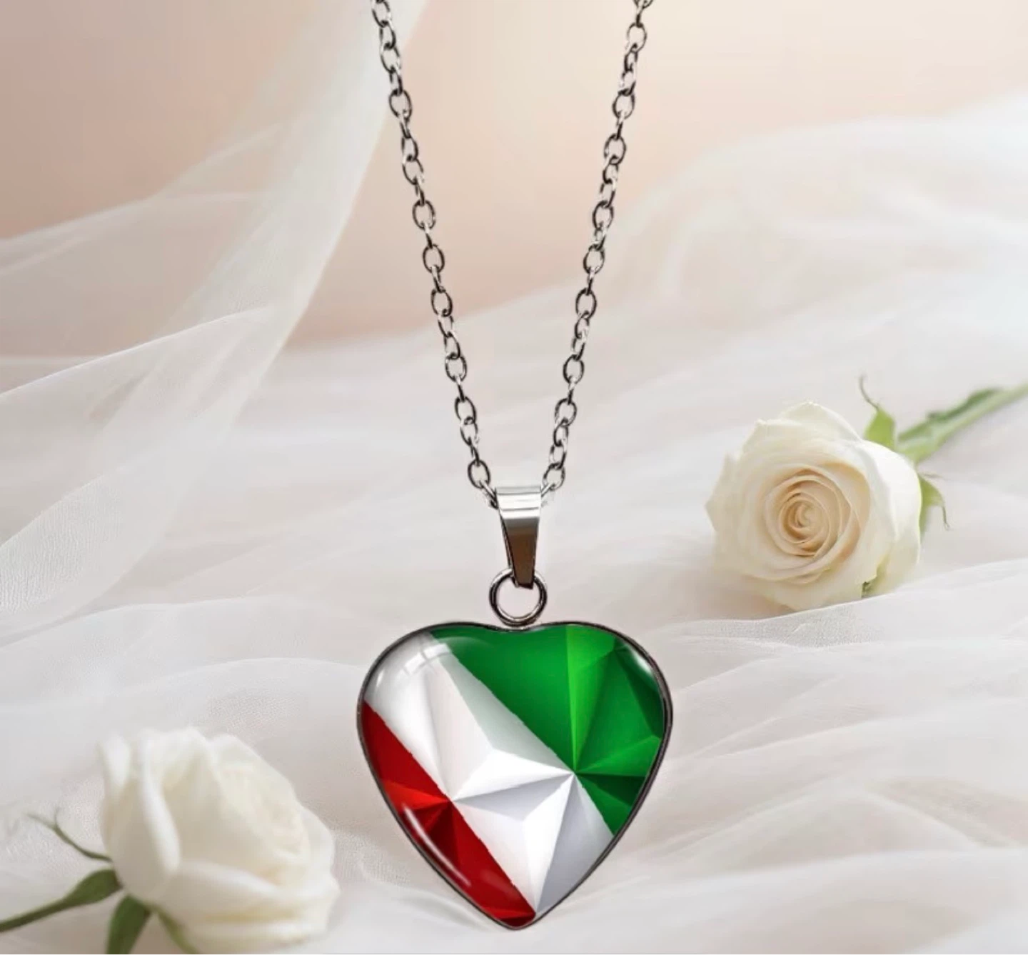 Pendentif coeur aux couleurs de l'Italie