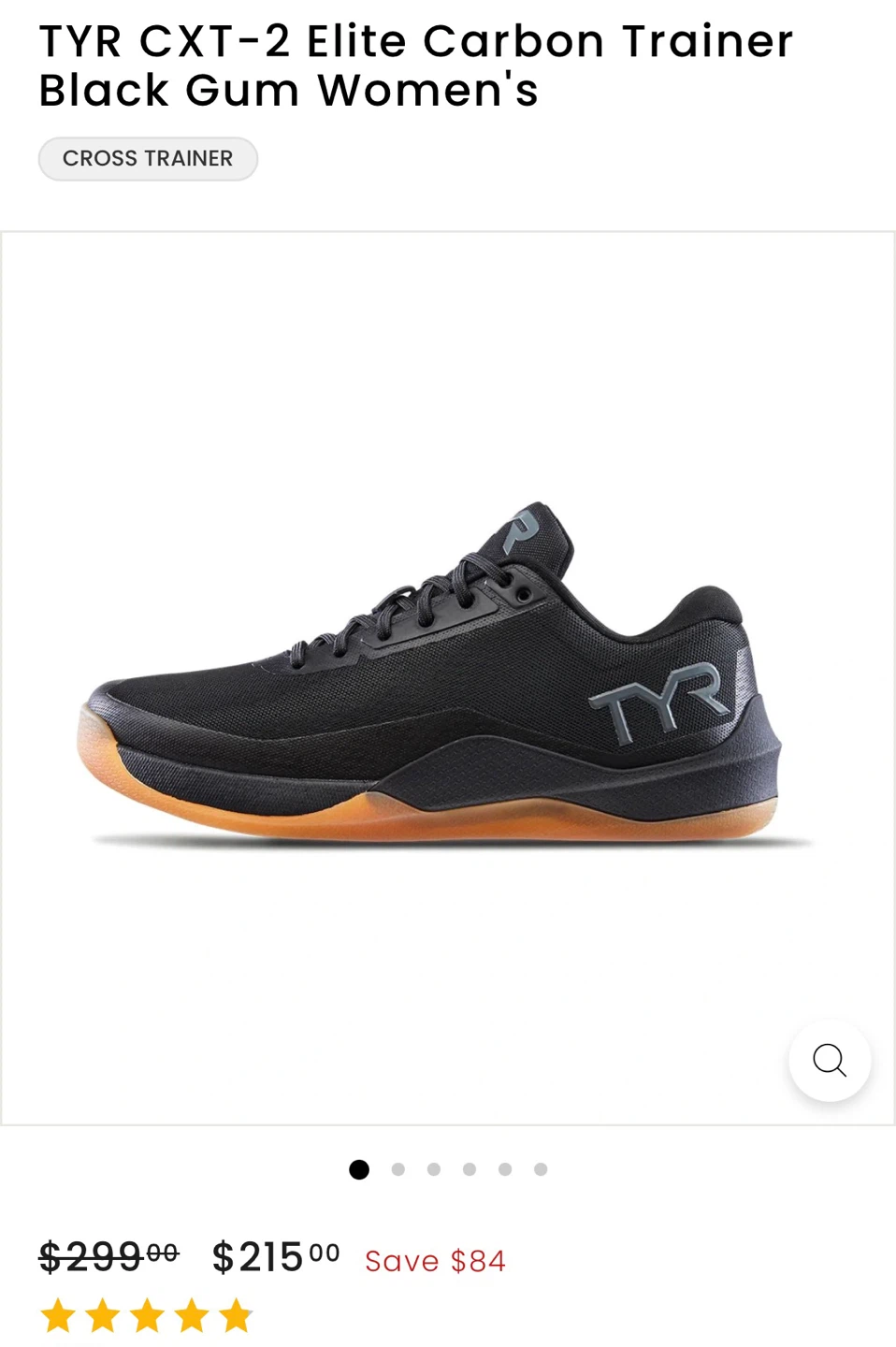 TYR CXT-2 Elite Carbon Trainer Black Gum Women's Cross Trainer