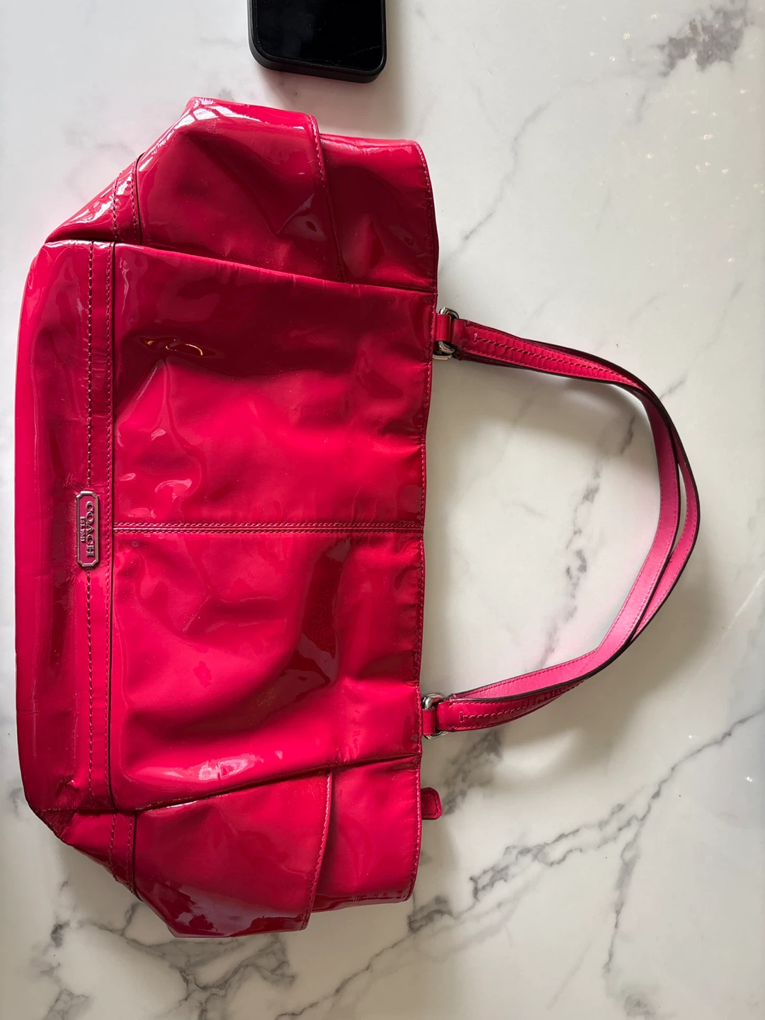 Coach Hot  Pink Patent Leather Tote Bag