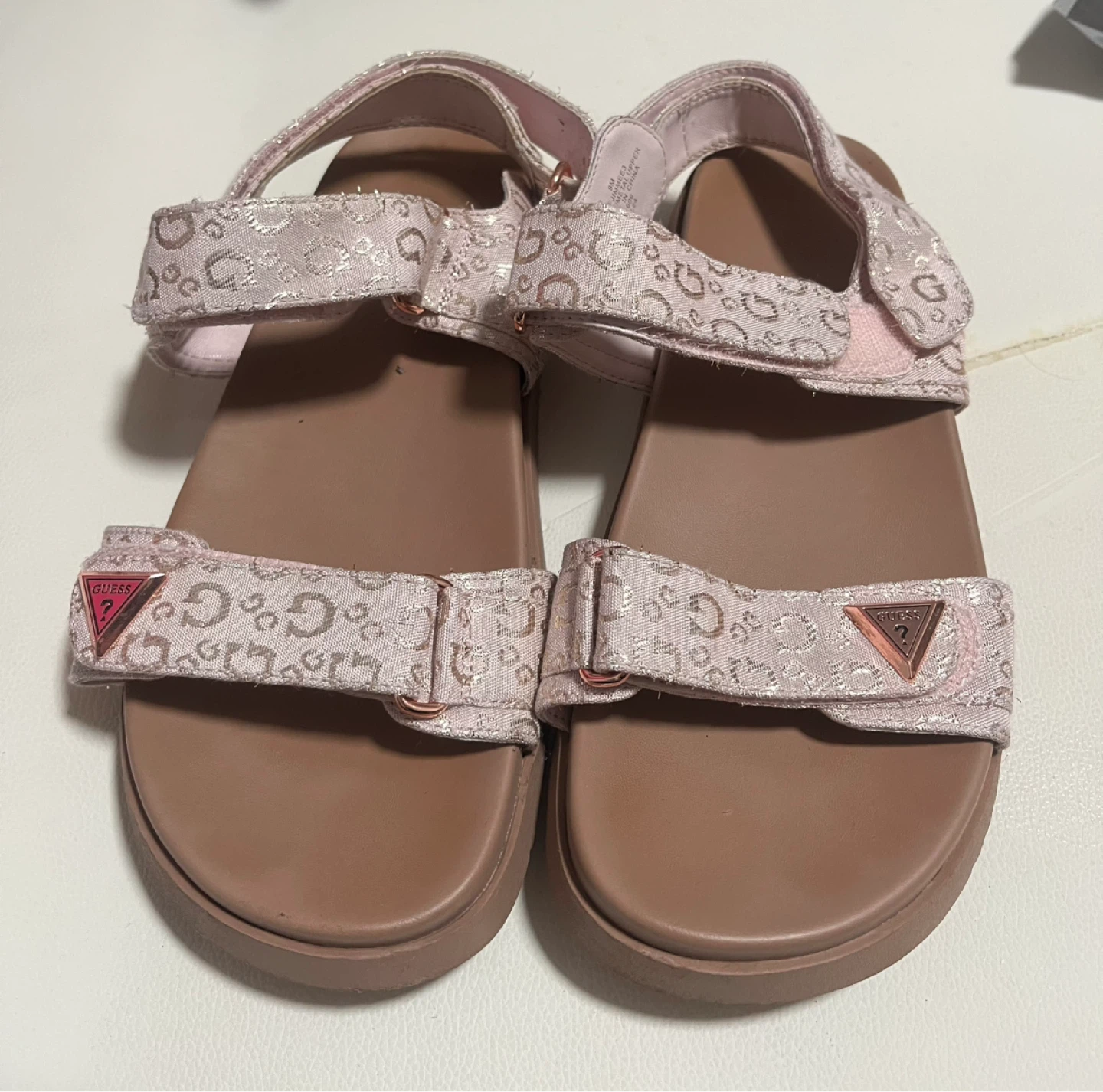 Guess Pink G Logo Sandals size 9 good 8