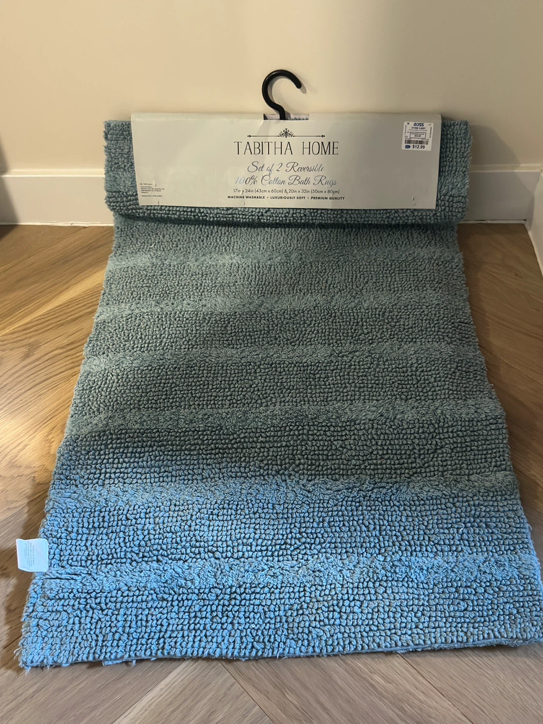 Tabitha Home Set of 2 Reversible 100% Cotton Bath Rugs