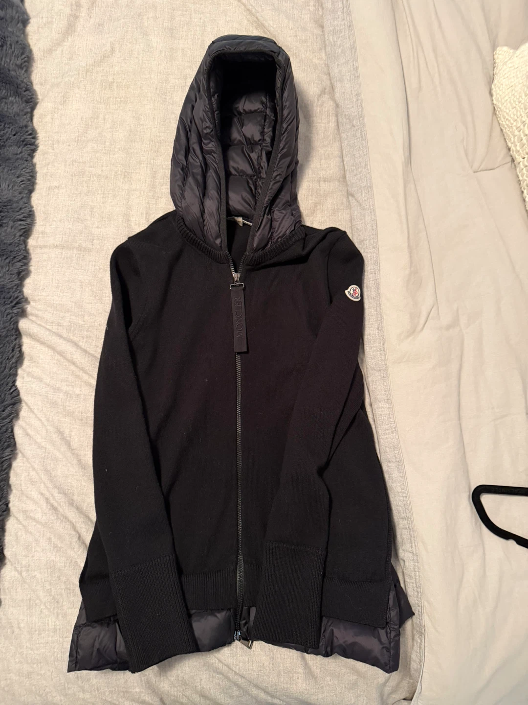 Moncler Black Hooded Zip-Up Sweater
