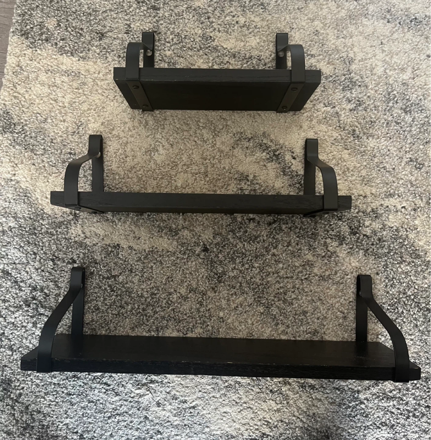 Set of 3 Black Wall Shelves