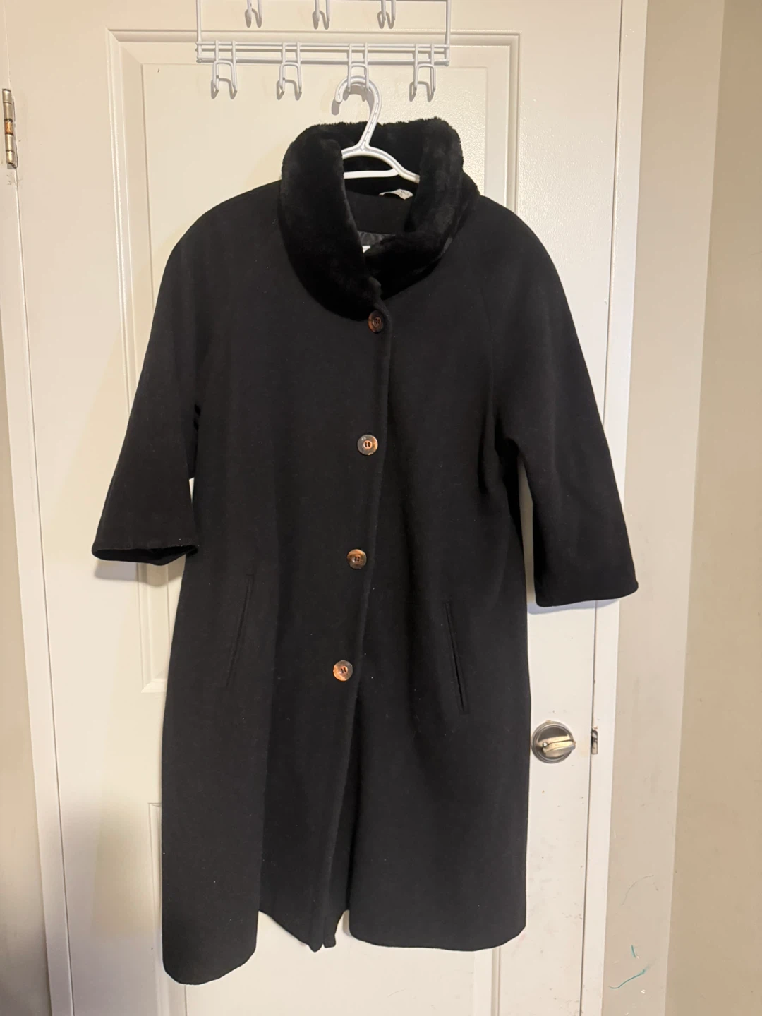 Black Coat with Fur Collar