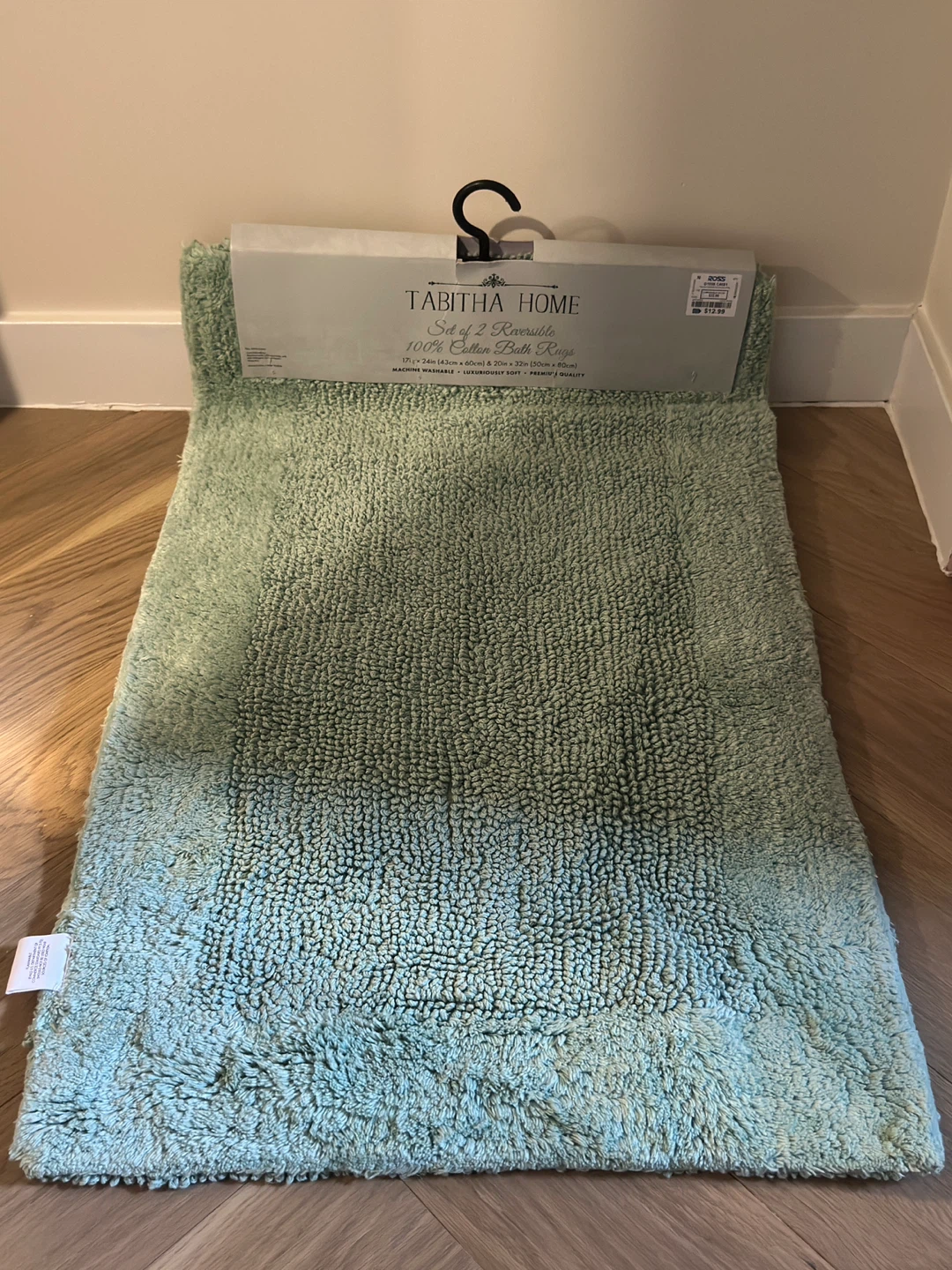 Tabitha Home Set of 2 Reversible 100% Cotton Bath Rugs