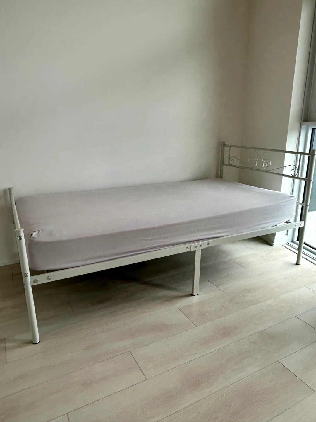 Twin Metal Bed Frame with Mattress - Like New - photo 2