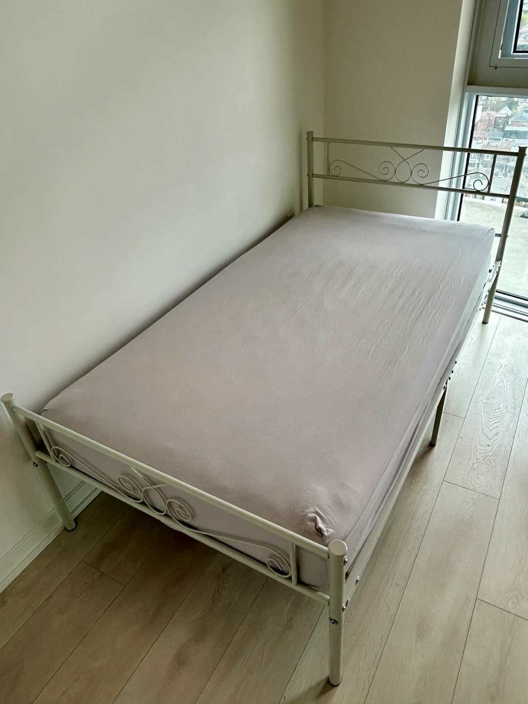 Twin Metal Bed Frame with Mattress - Like New