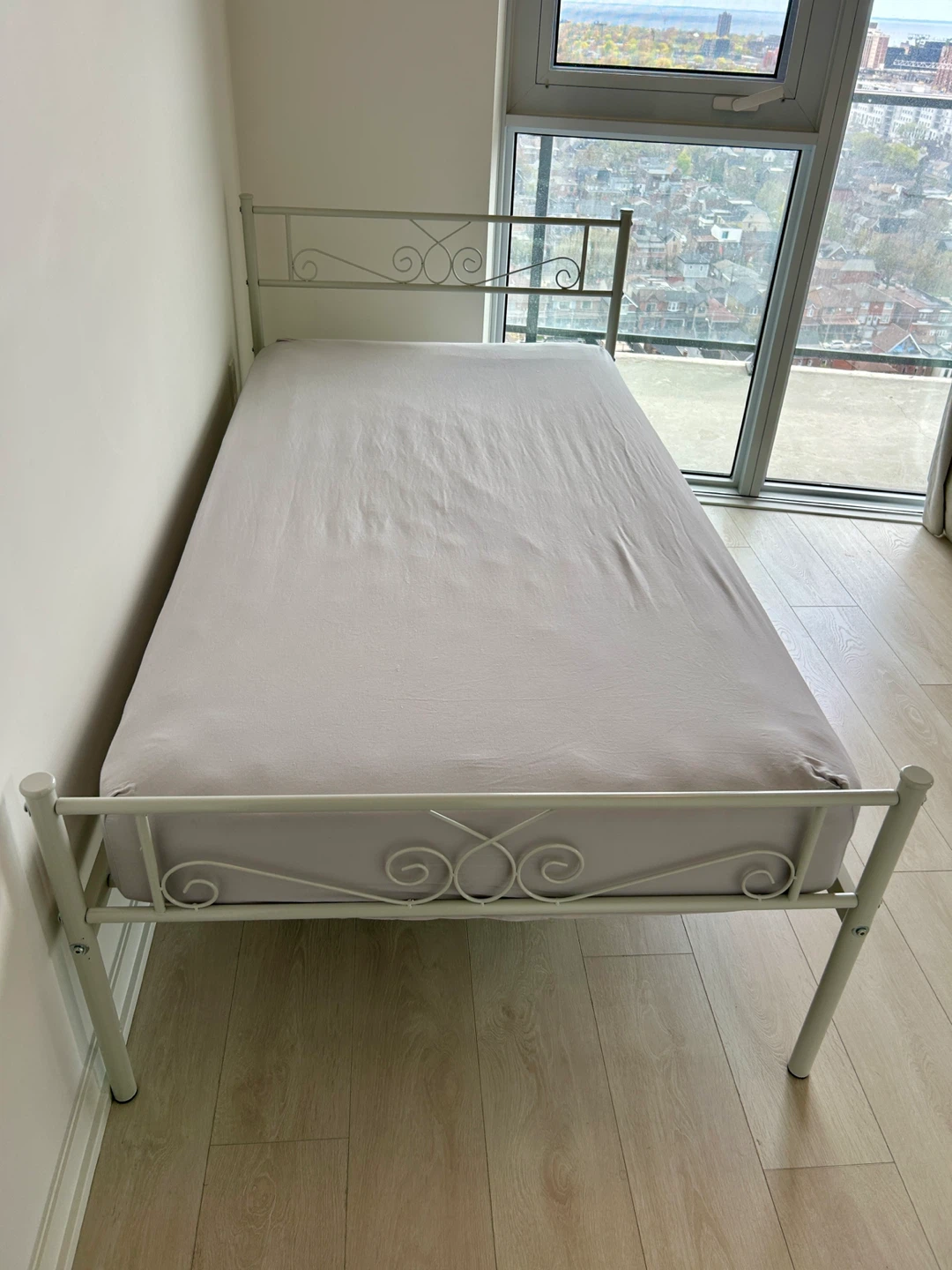 Twin Metal Bed Frame with Mattress - Like New - photo 4