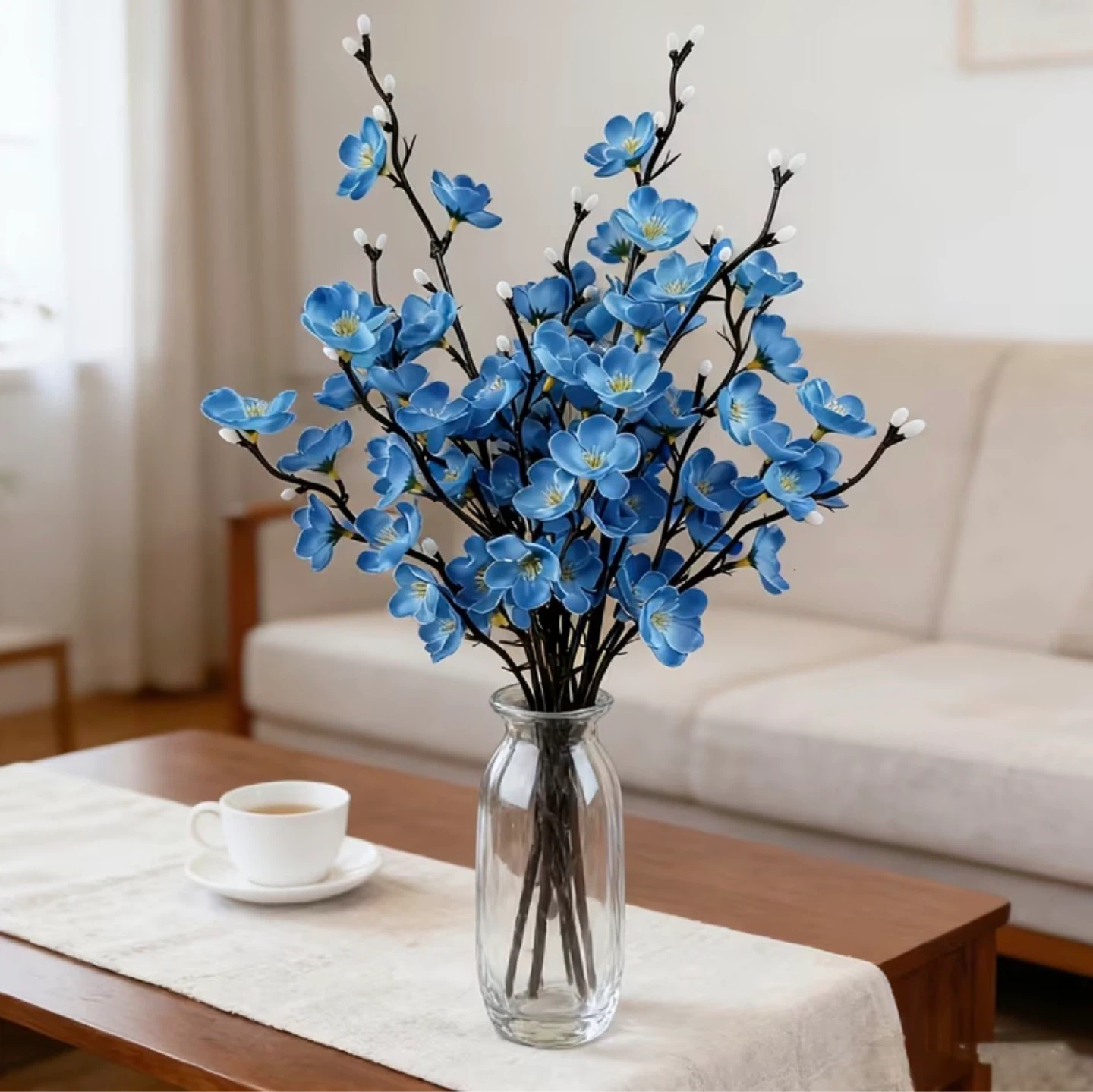 Blue Artificial Cherry Blossom Stems - photo 3