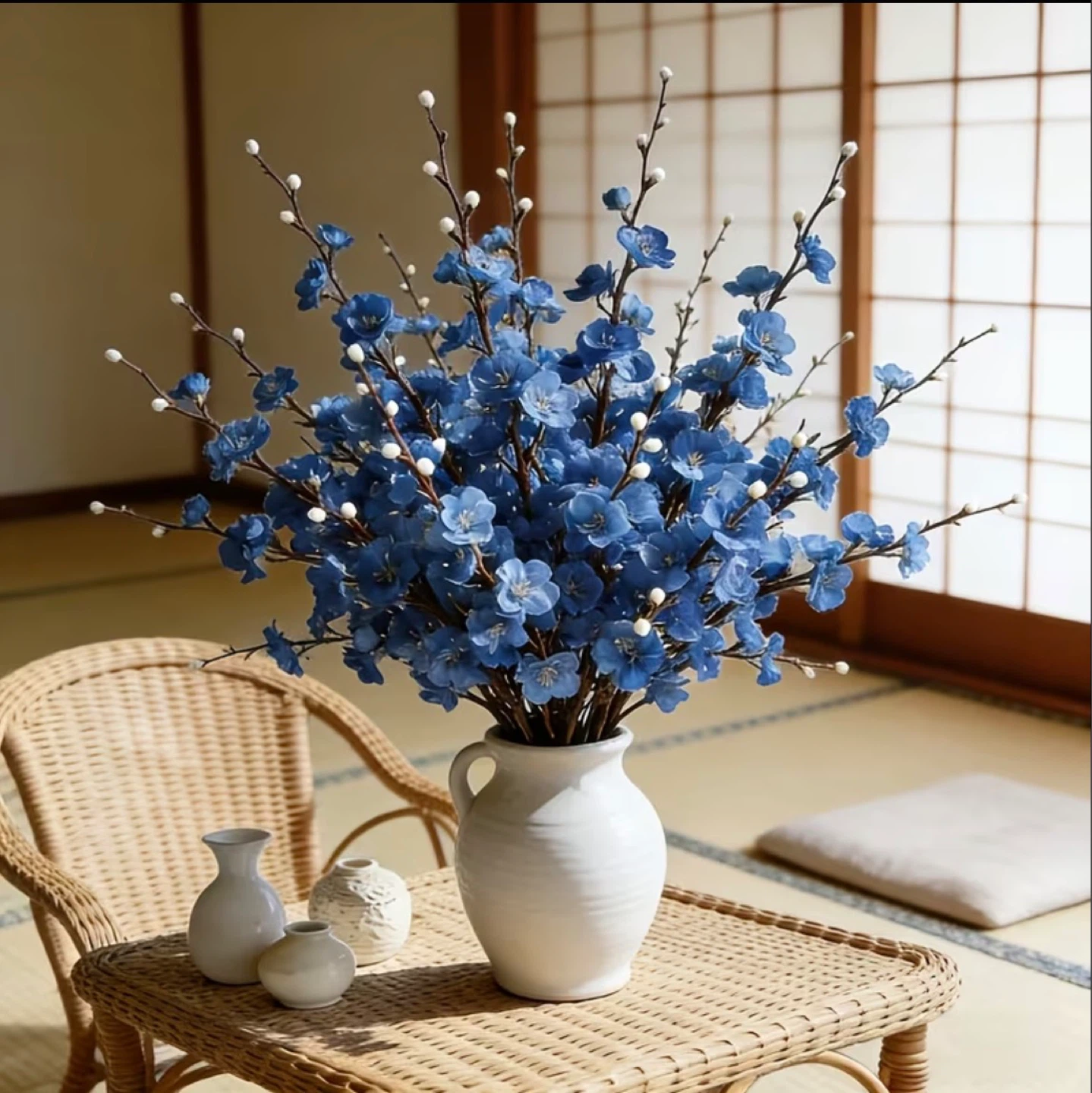 Blue Artificial Cherry Blossom Stems