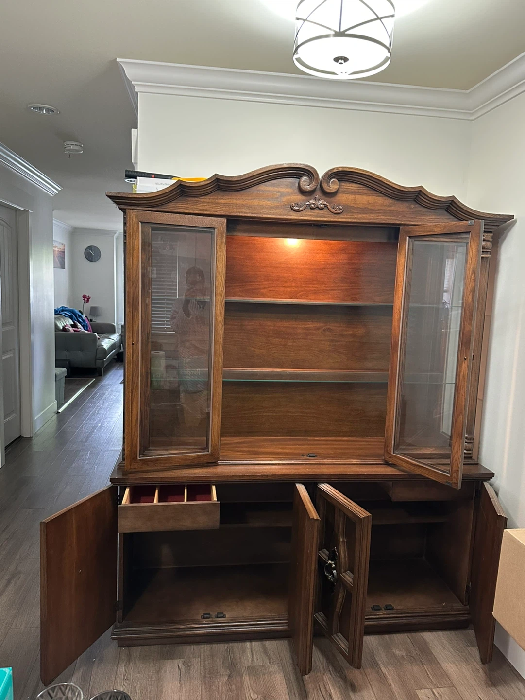 Solid Wood China Cabinet with Glass Doors - photo 2