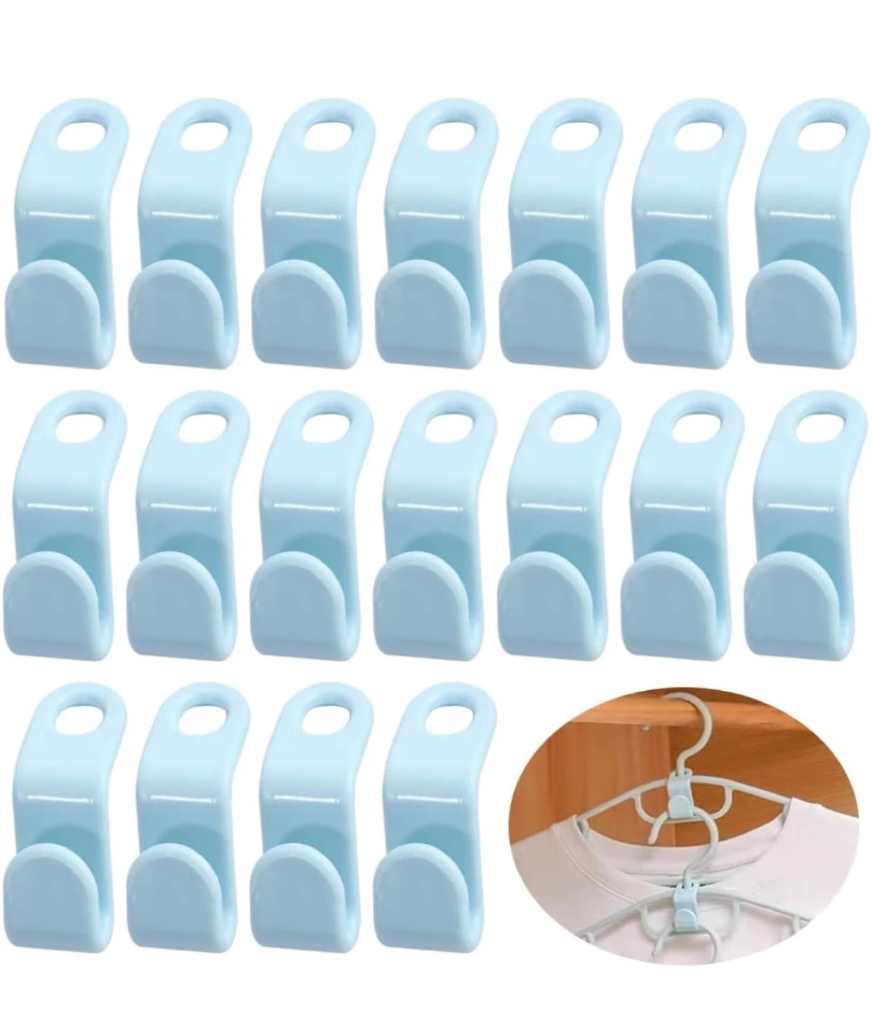 Light Blue Clothes Hanger Hooks (Set of 30) 2 packs