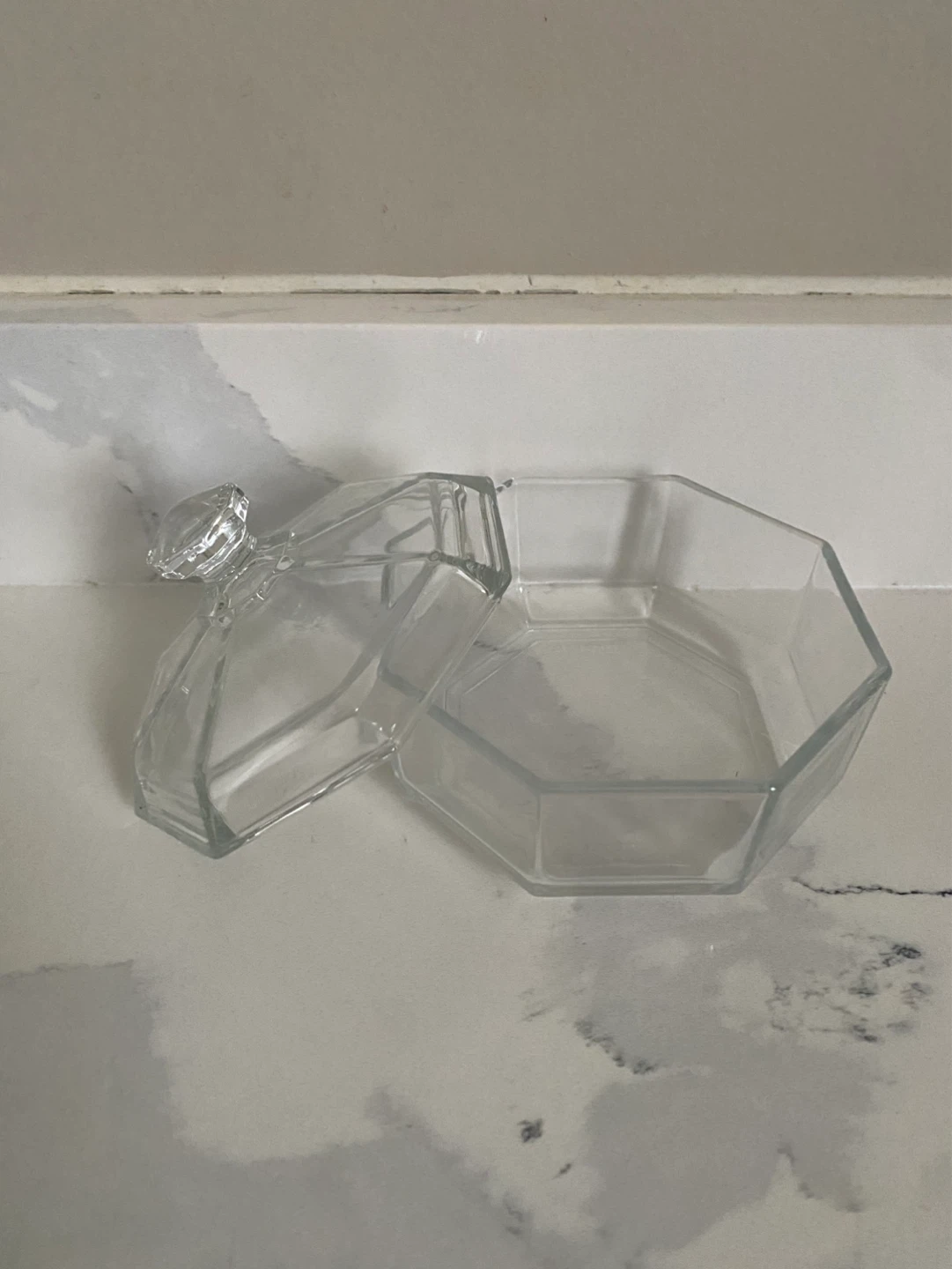 Clear Glass Octagonal Trinket Dish with Lid - photo 2