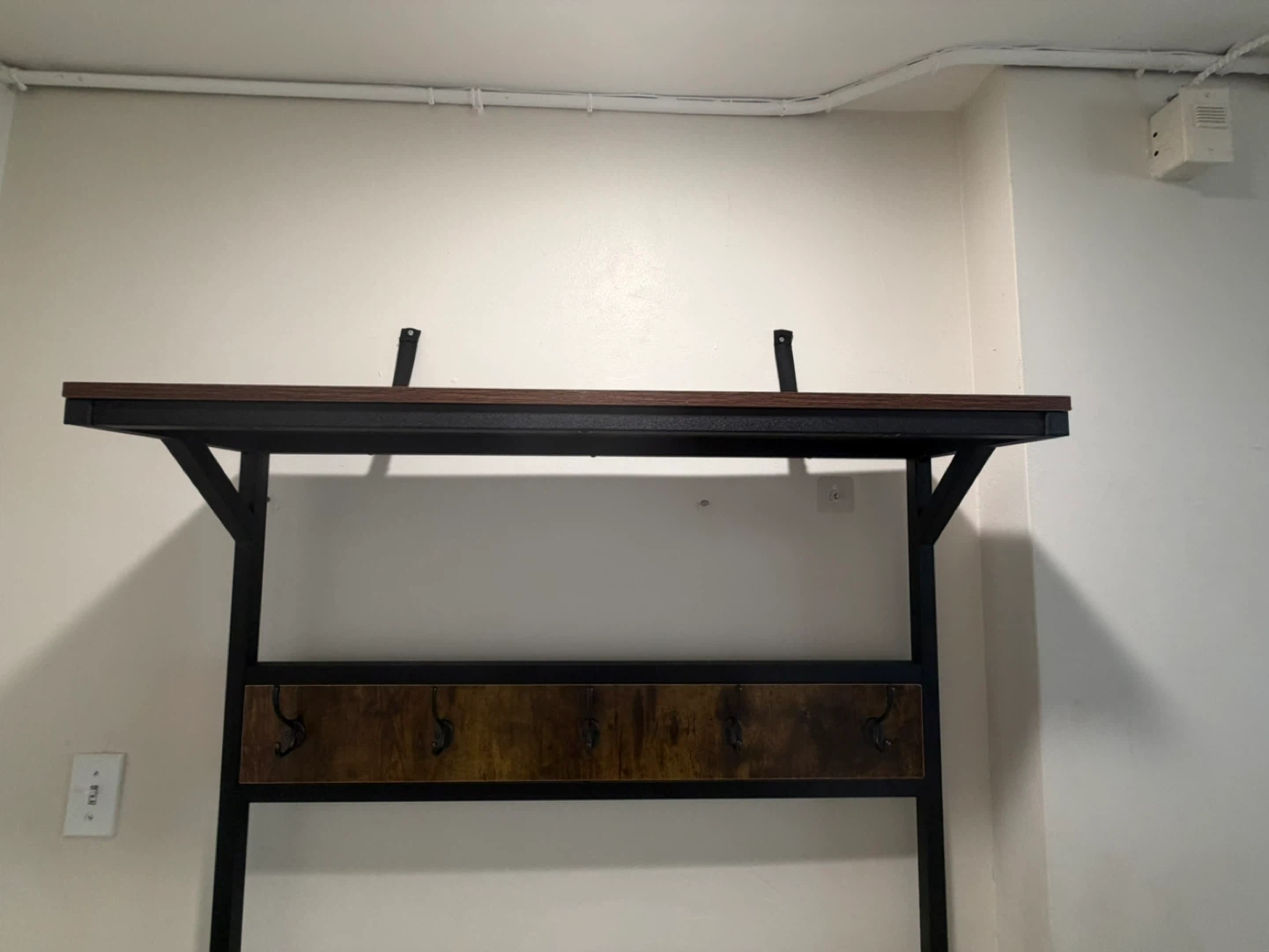 Industrial Style Entryway Hall Tree with Bench and Hooks - photo 4