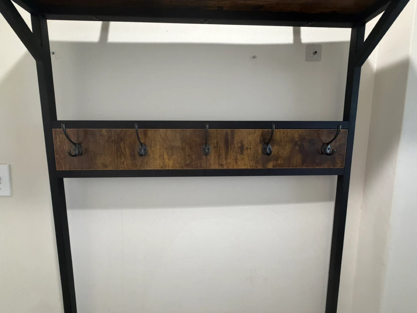 Industrial Style Entryway Hall Tree with Bench and Hooks - photo 5