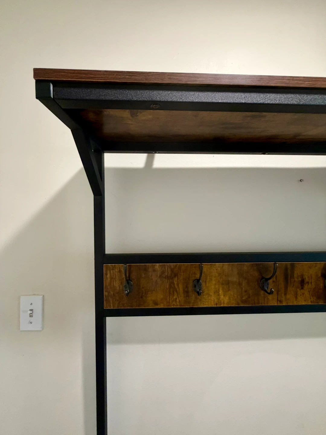 Industrial Style Entryway Hall Tree with Bench and Hooks - photo 3