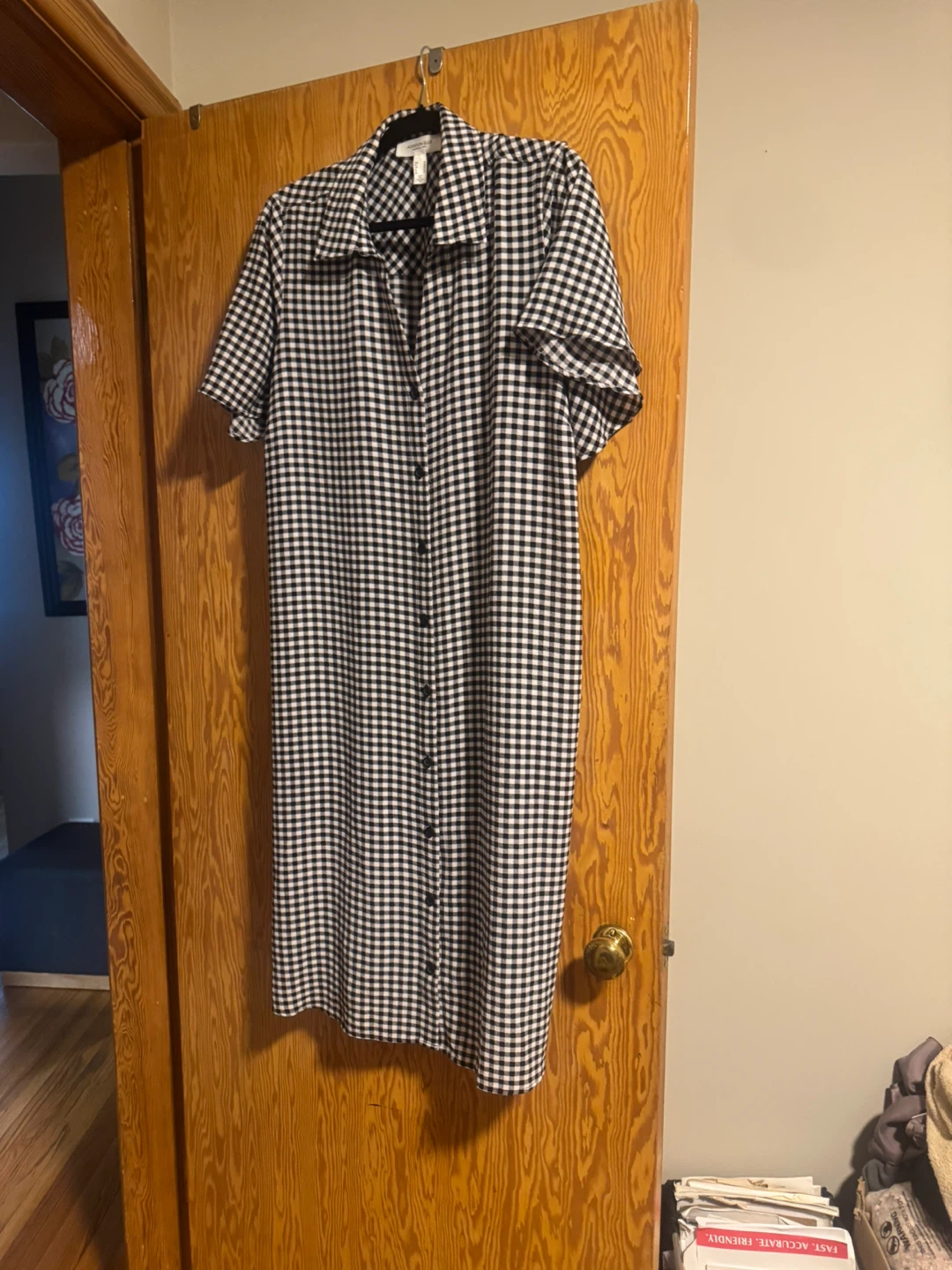 Black and White Gingham Shirt Dress