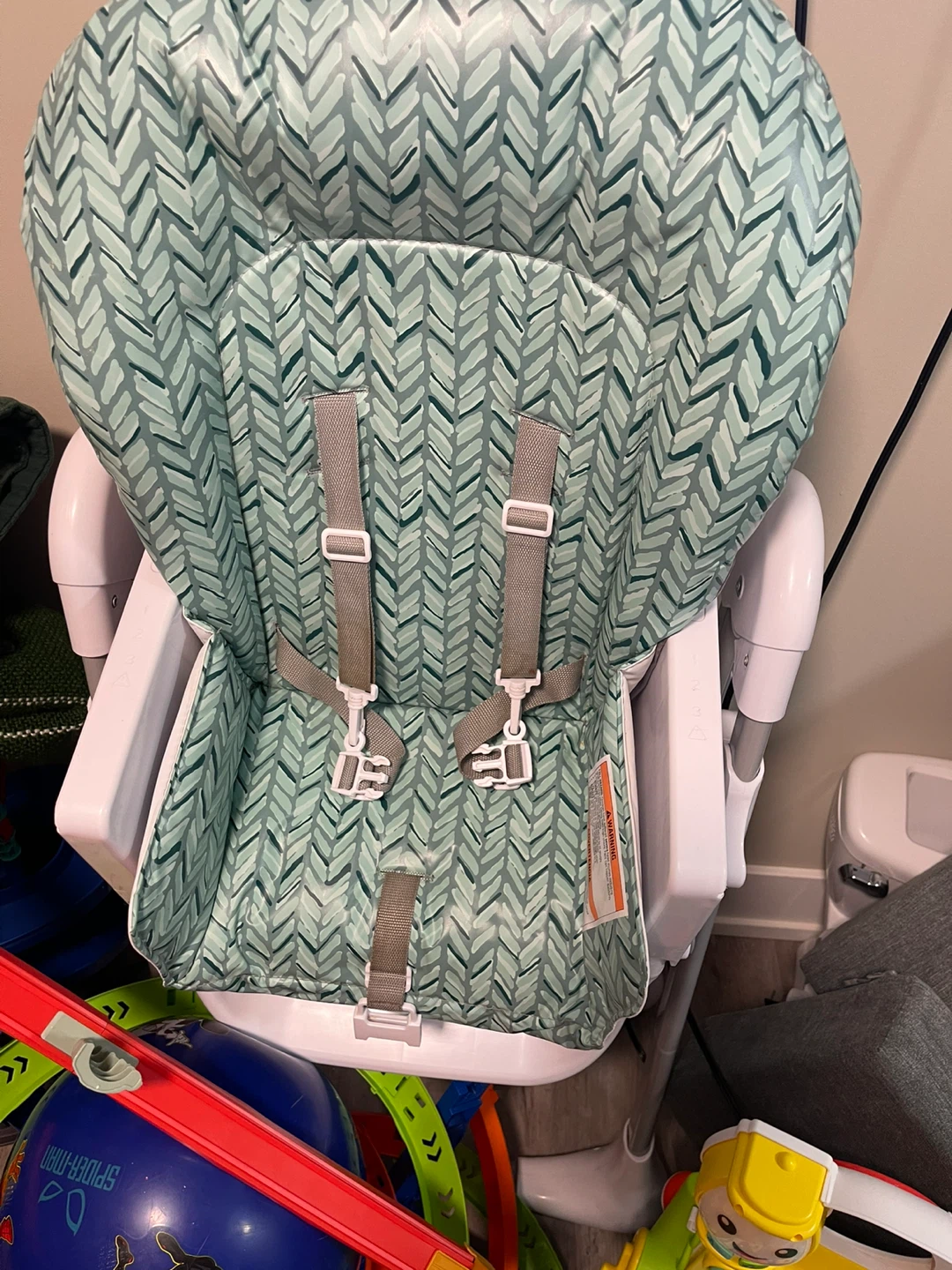 Baby High Chair with Green Leaf Pattern