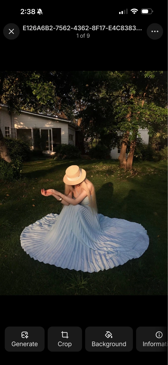 Light Blue Pleated Maxi Dress with Cutout Detail