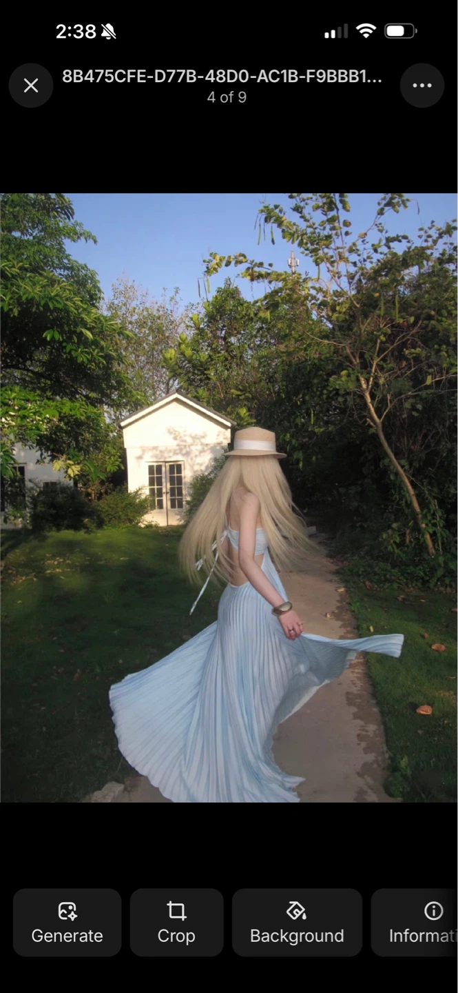 Light Blue Pleated Maxi Dress with Cutout Detail - photo 2