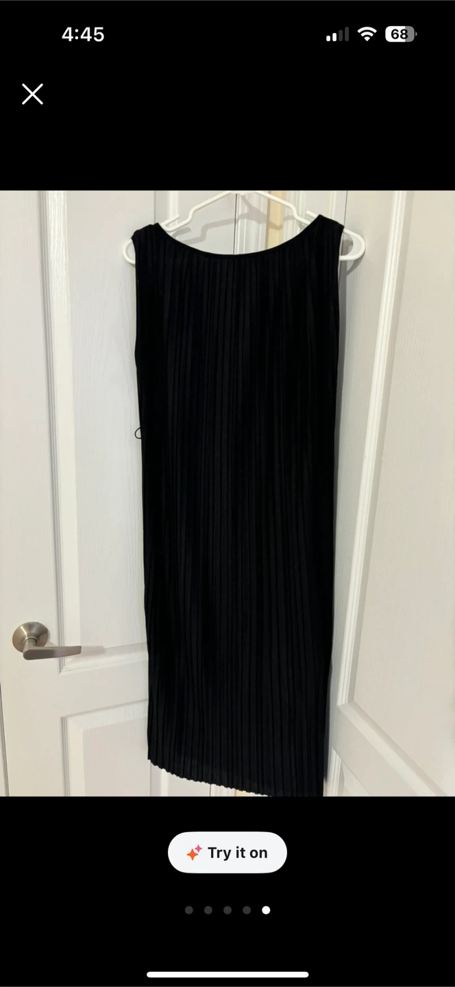 UNIQLO Black Pleated Sleeveless Midi Dress Size S - photo 4