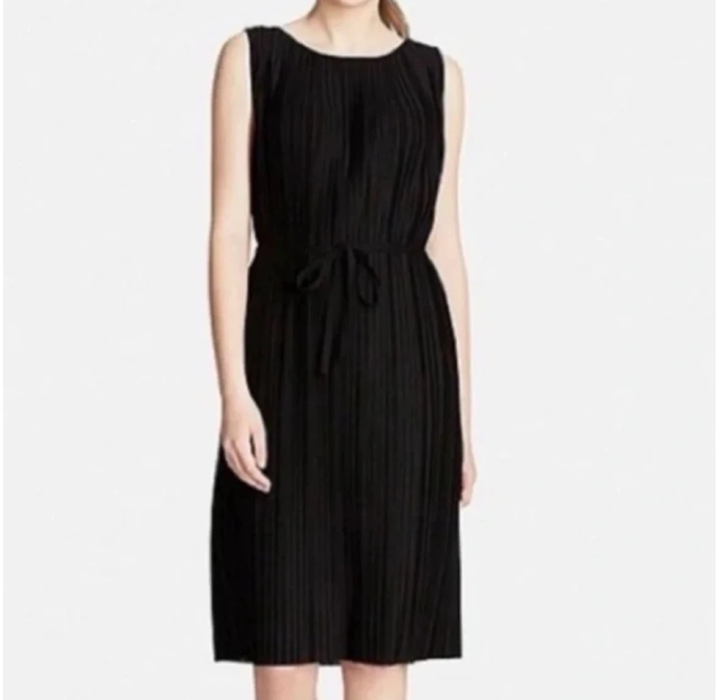 UNIQLO Black Pleated Sleeveless Midi Dress Size S