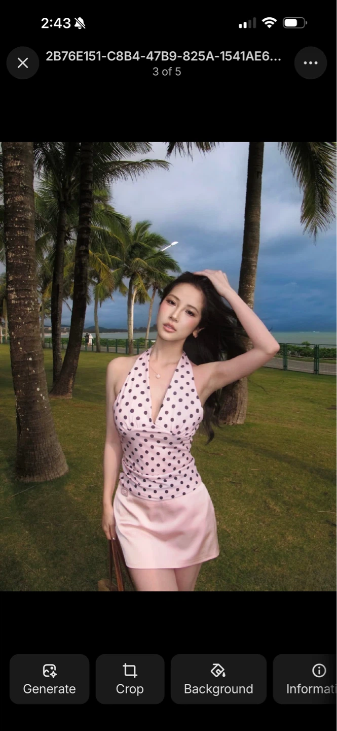 Pink Polka Dot Halter Top and Skirt Set - photo 3