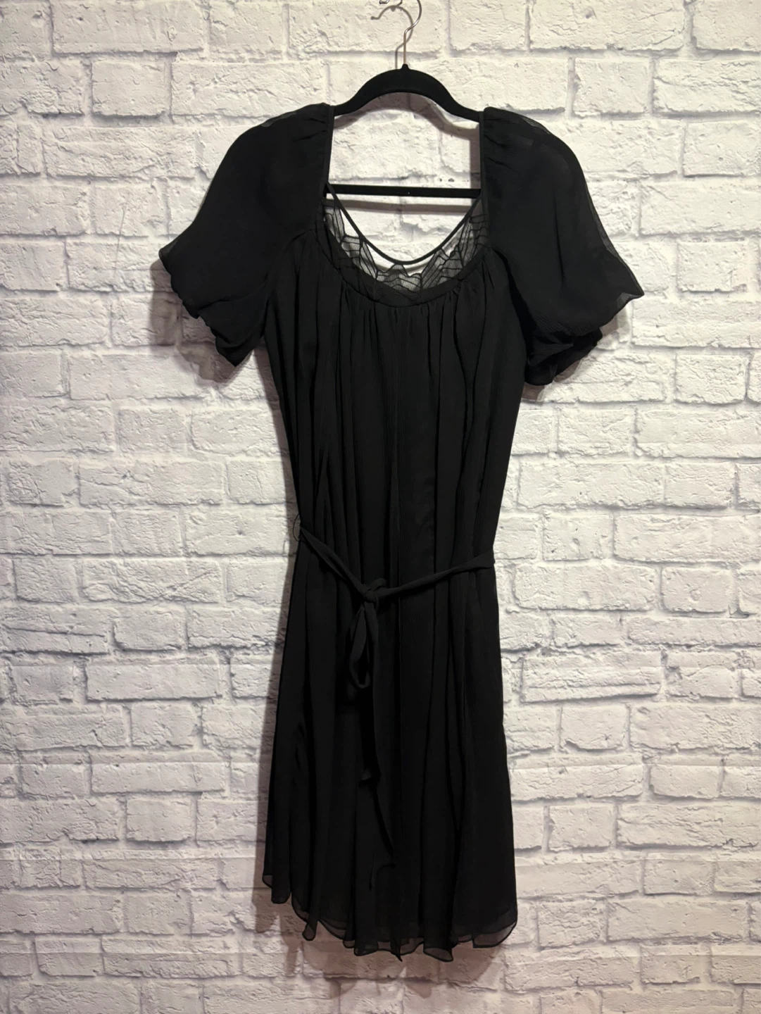 BCBGMAXAZRIA Black Silk Chiffon Dress - Size M
